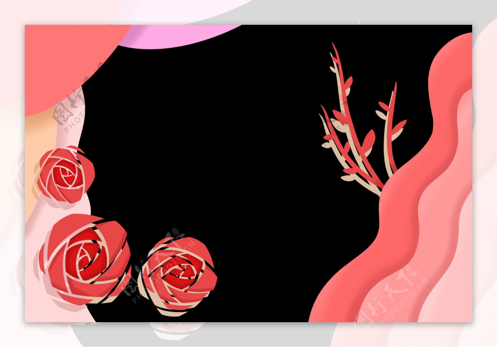 女王节玫瑰花装饰边框