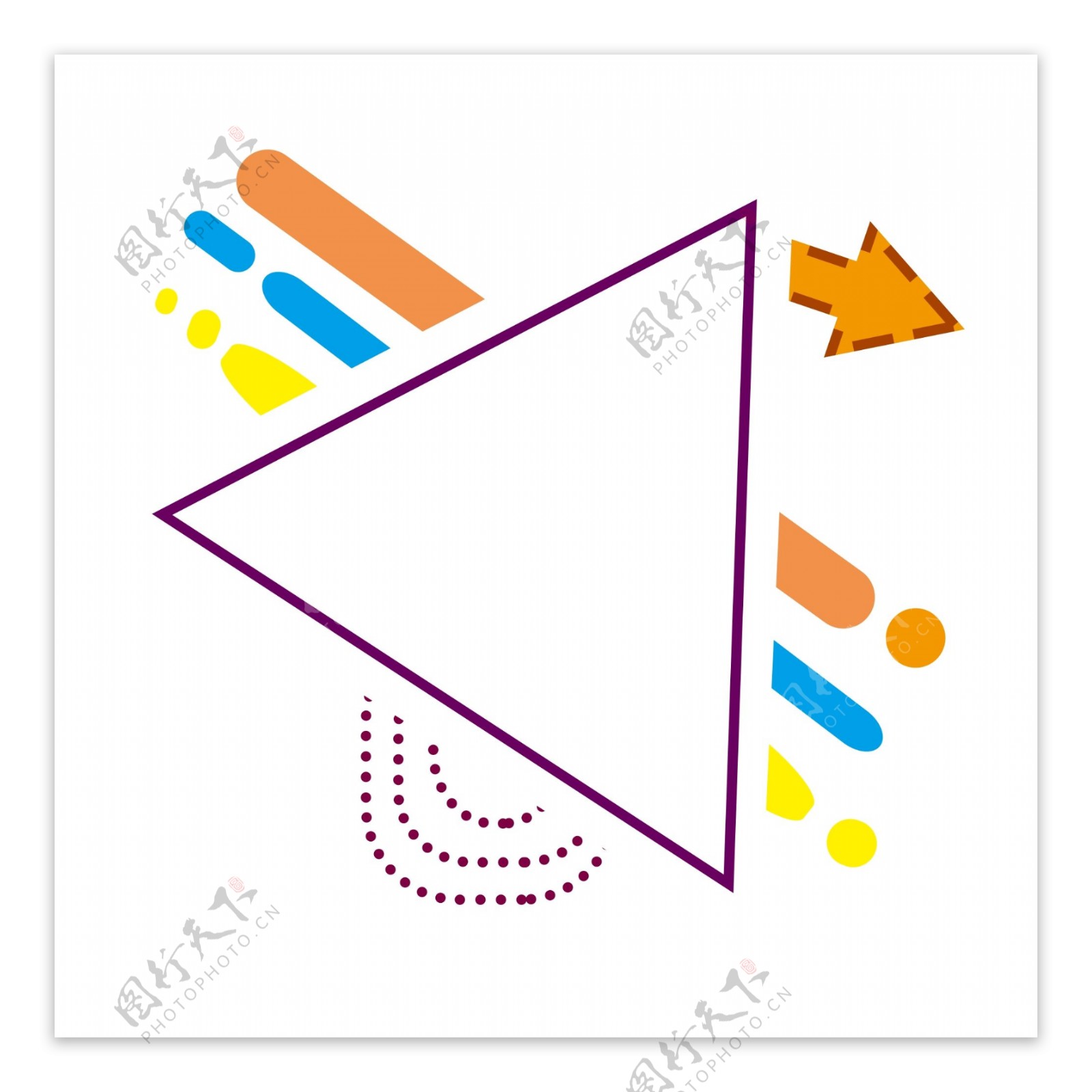 卡通紫色的三角形边框面抠图