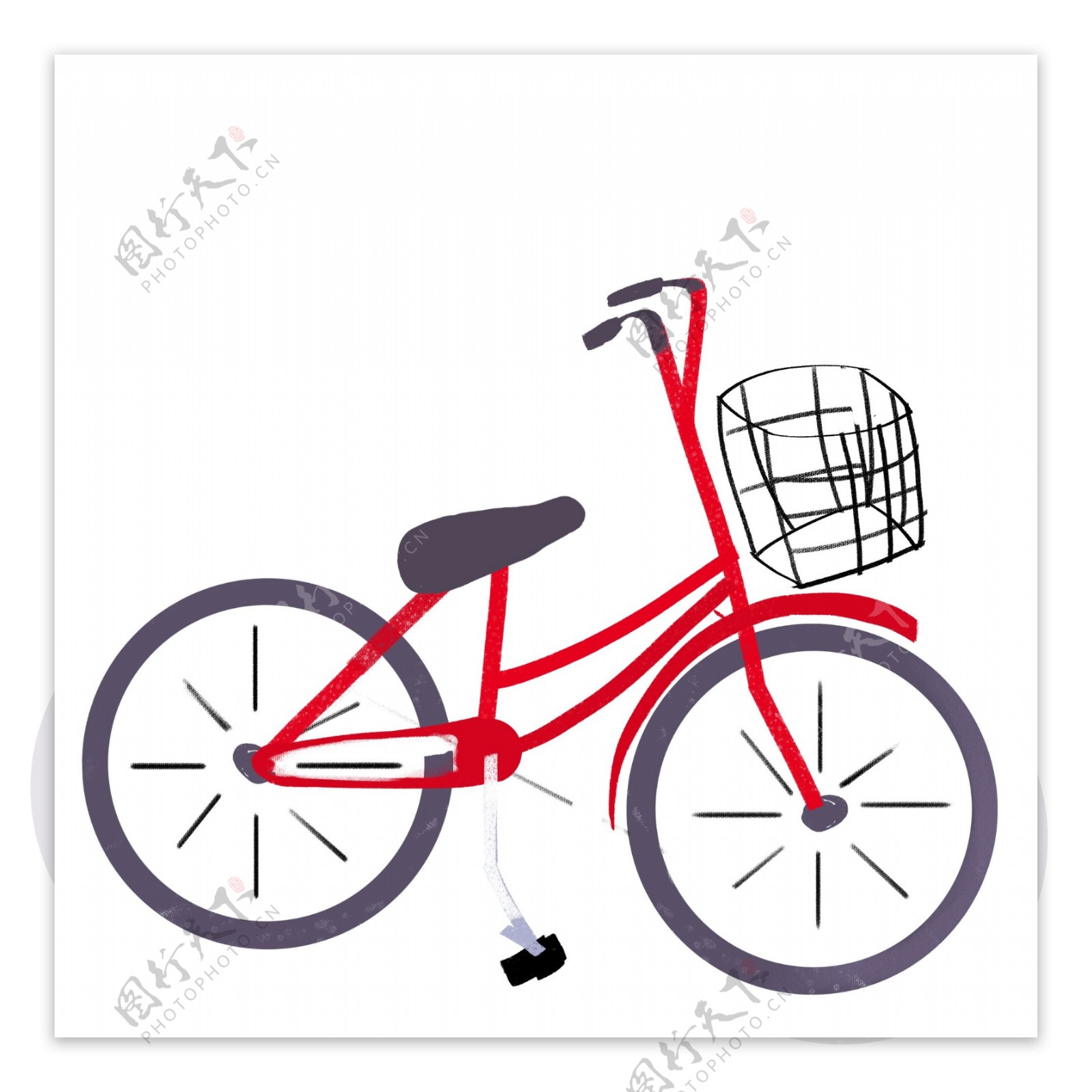 红色自行车卡通png素材