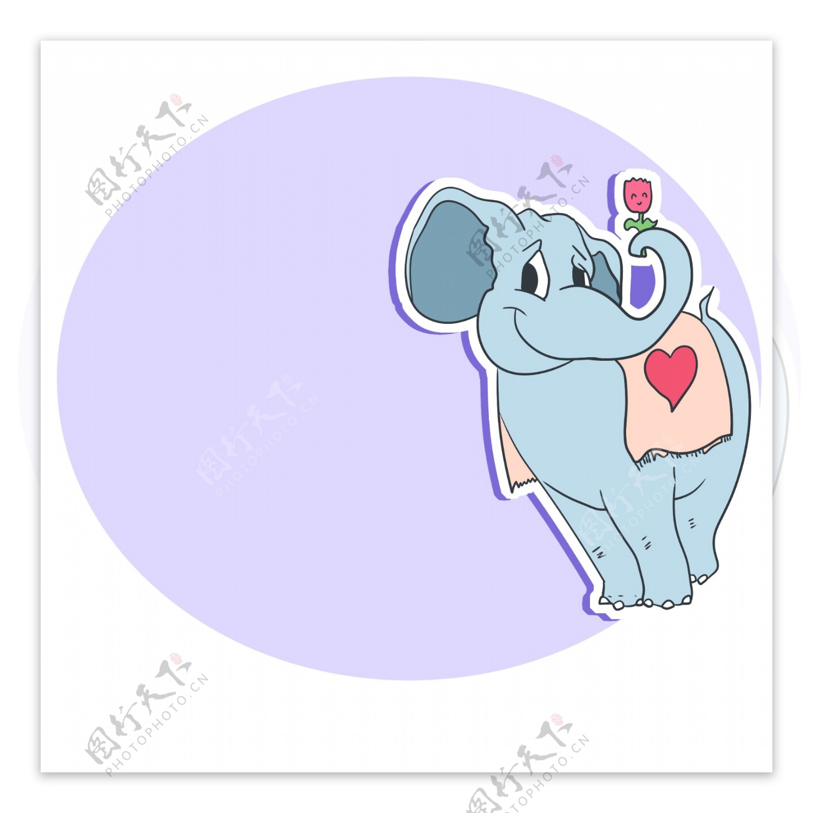 可爱大象边框插画