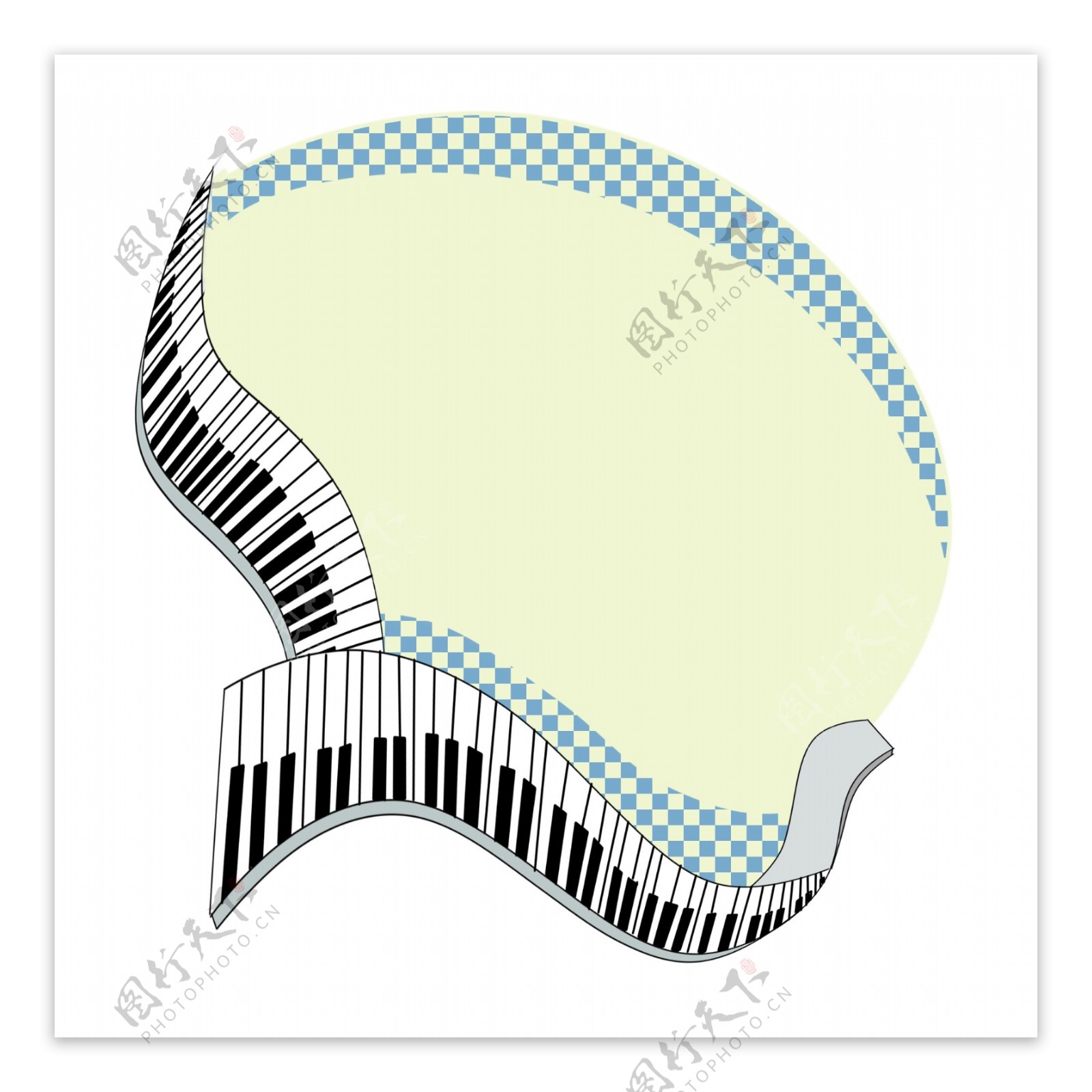 音乐元素边钢琴黑白琴键相框手绘乐器画框