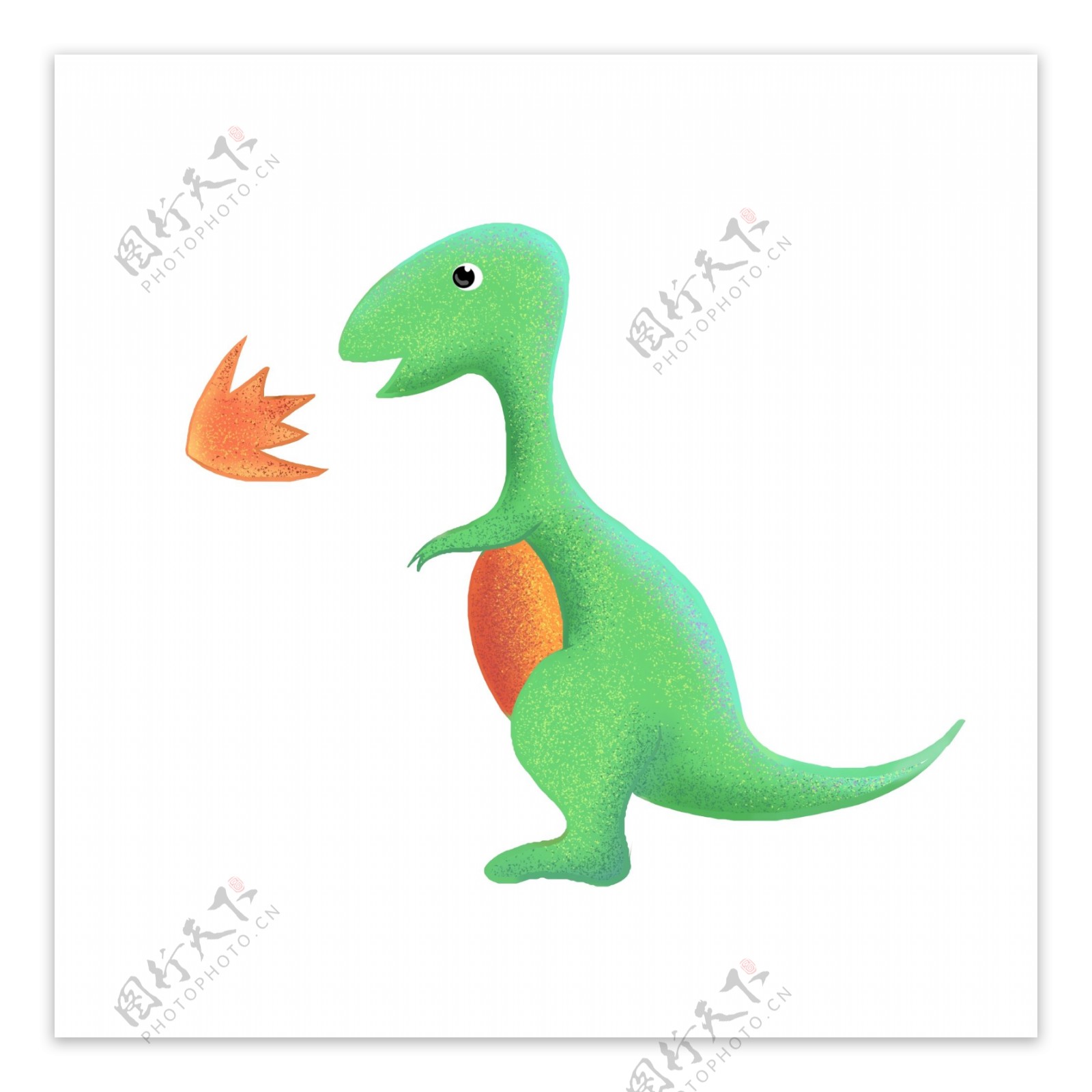 绿色喷火恐龙插画