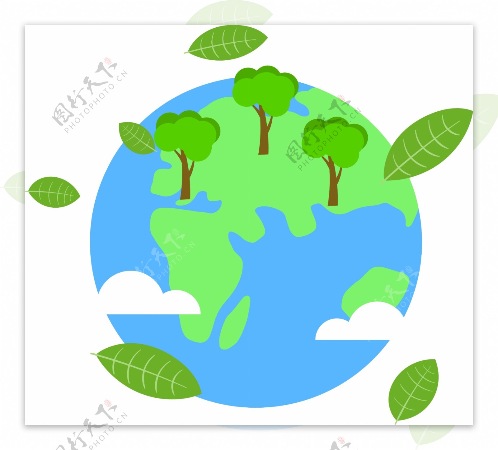 卡通风格绿色世界地球日元素