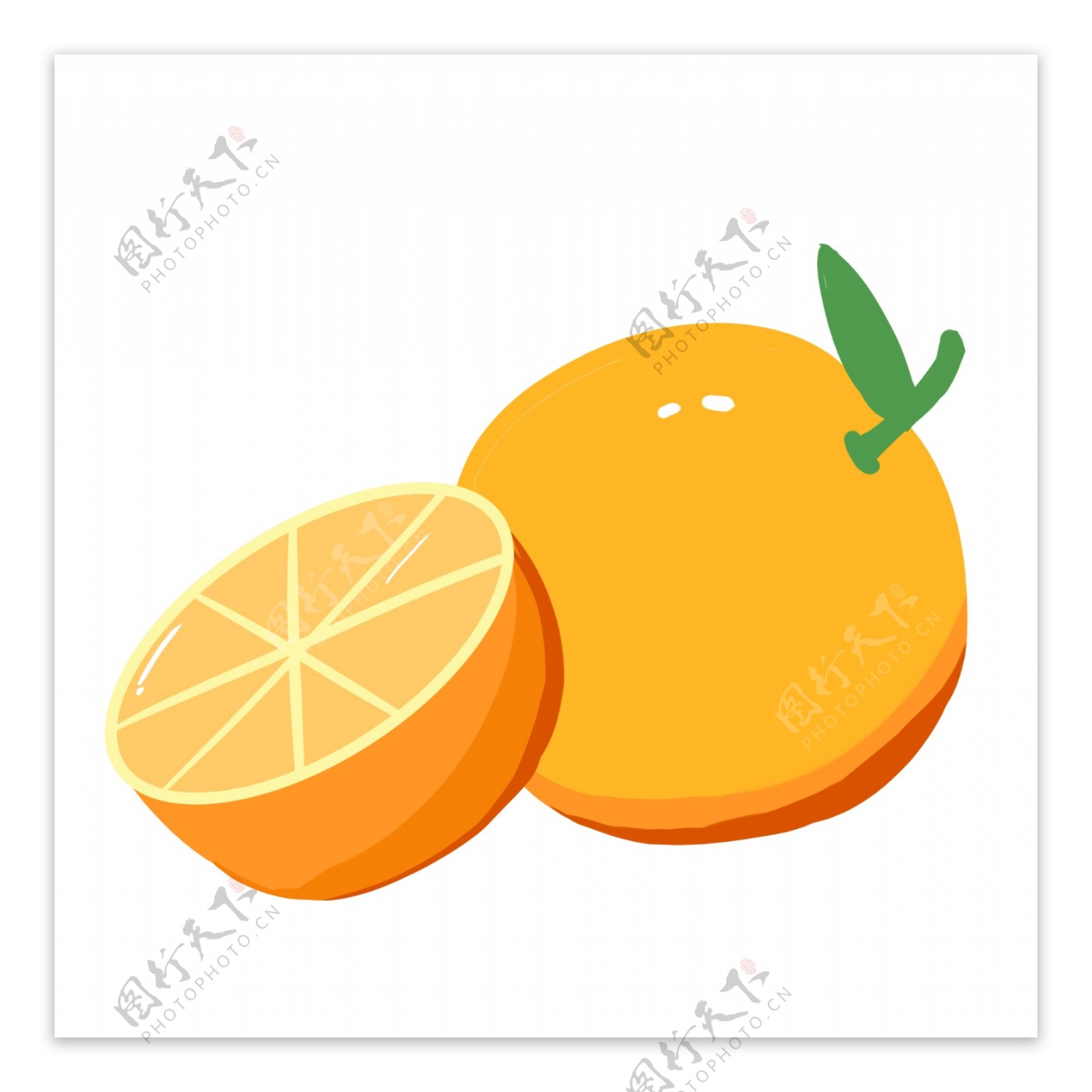 卡通新鲜水果橙子