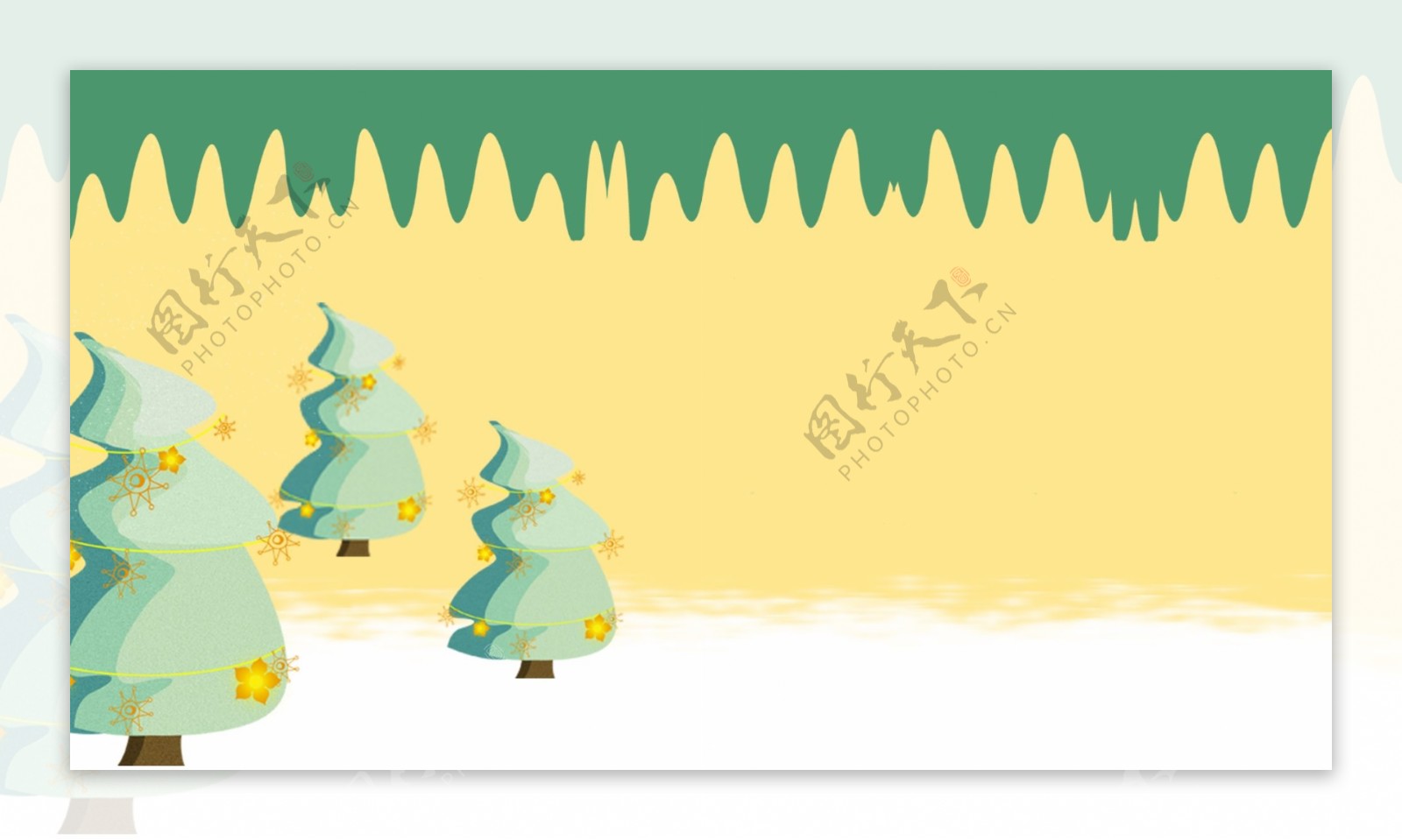 清新风手绘圣诞节圣诞树插画背景