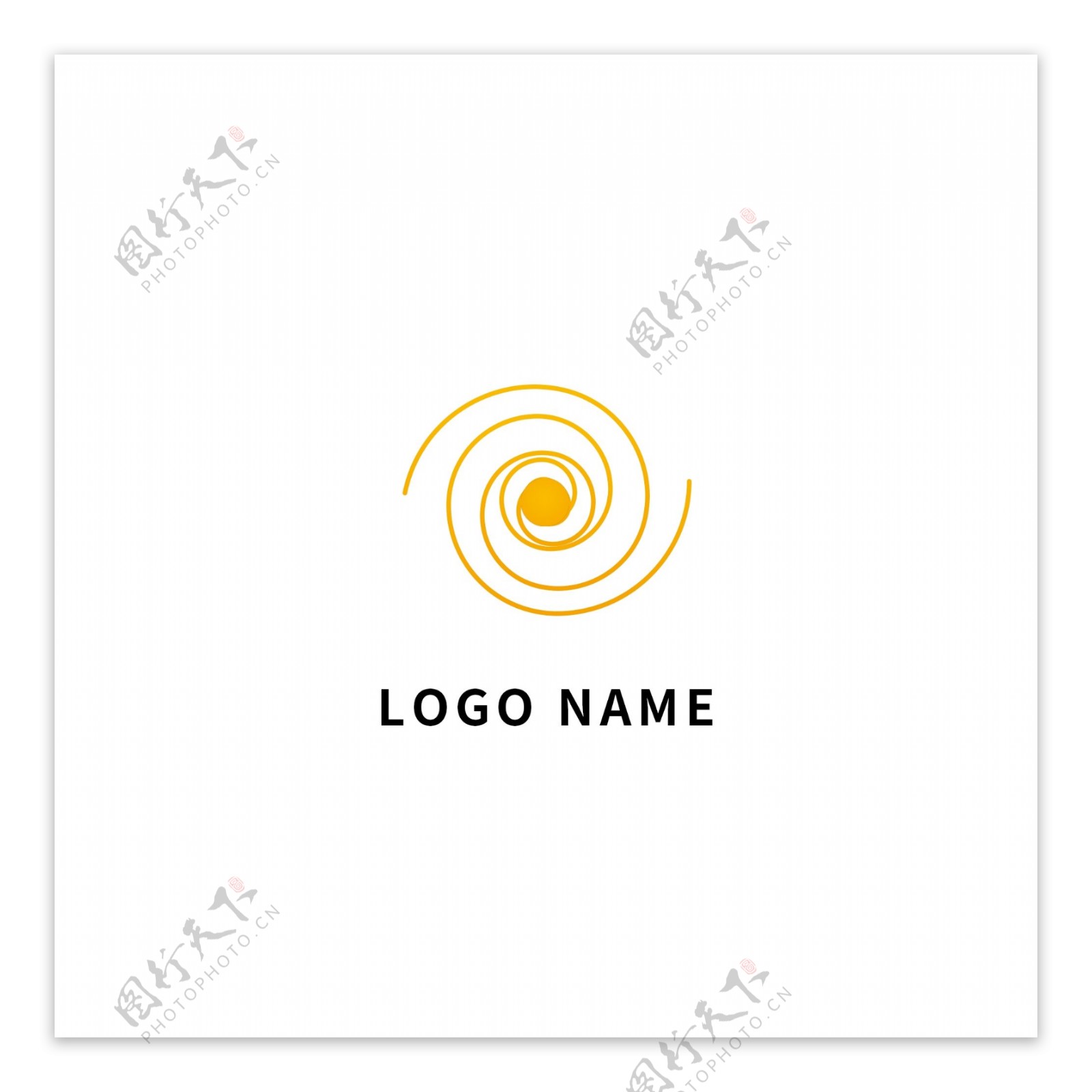 橘黄色创意几何线条商务企业logo