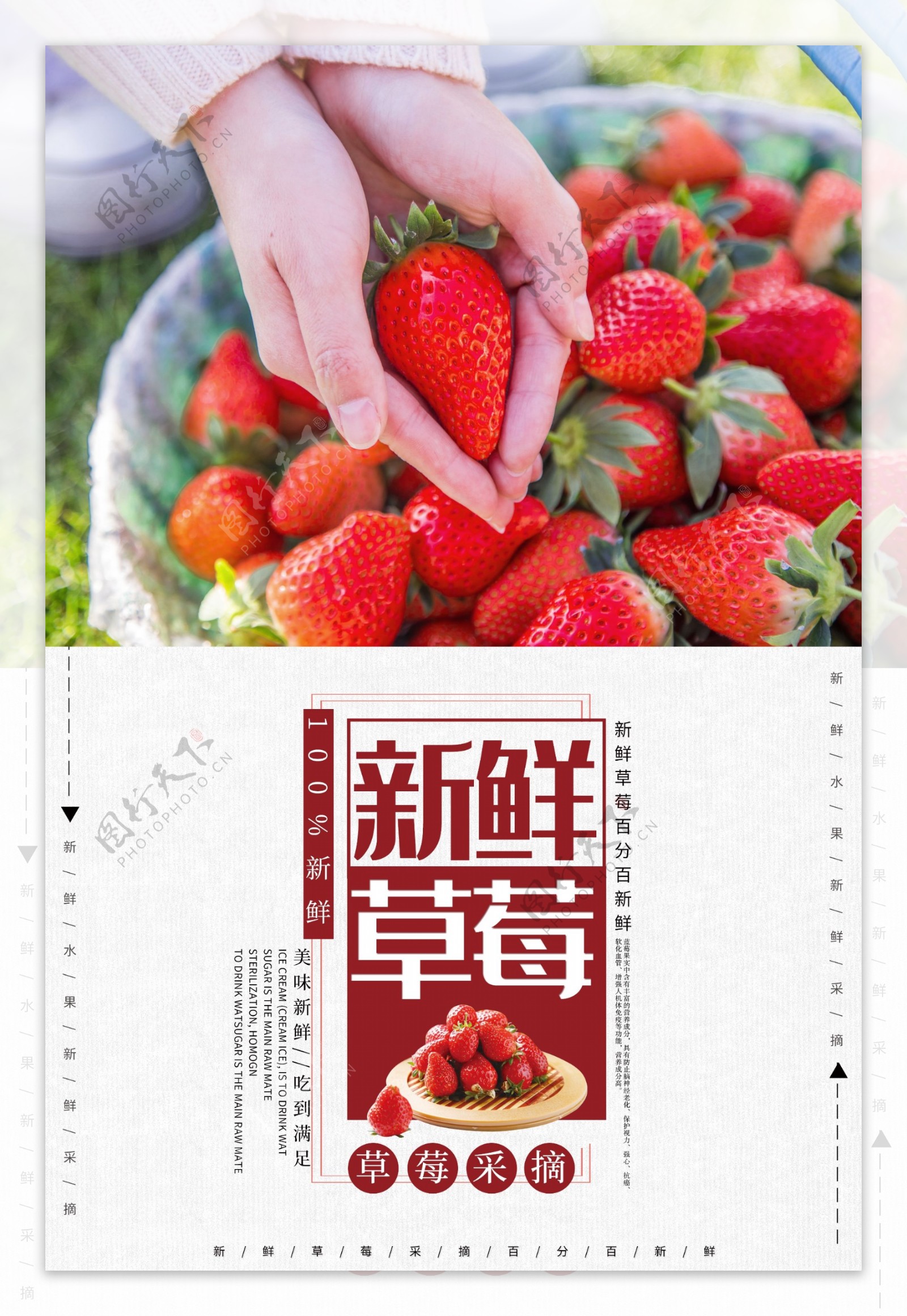 简洁草莓水果海报