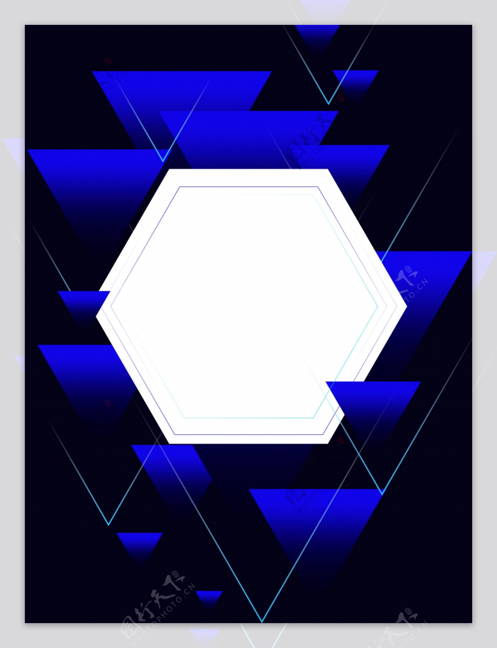 蓝色简约大气科技创意三角形几何背景