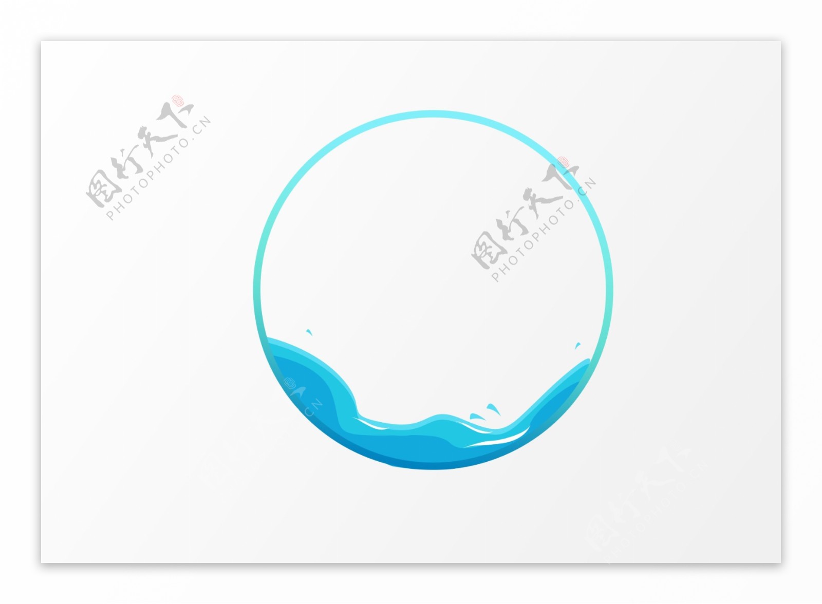 蓝色海洋圆形卡通边框元素
