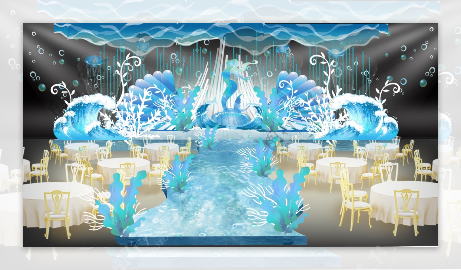 海底世界主题婚礼设计 海洋婚礼设计图__舞美设计_环境设计_设计图库_昵图网nipic.com