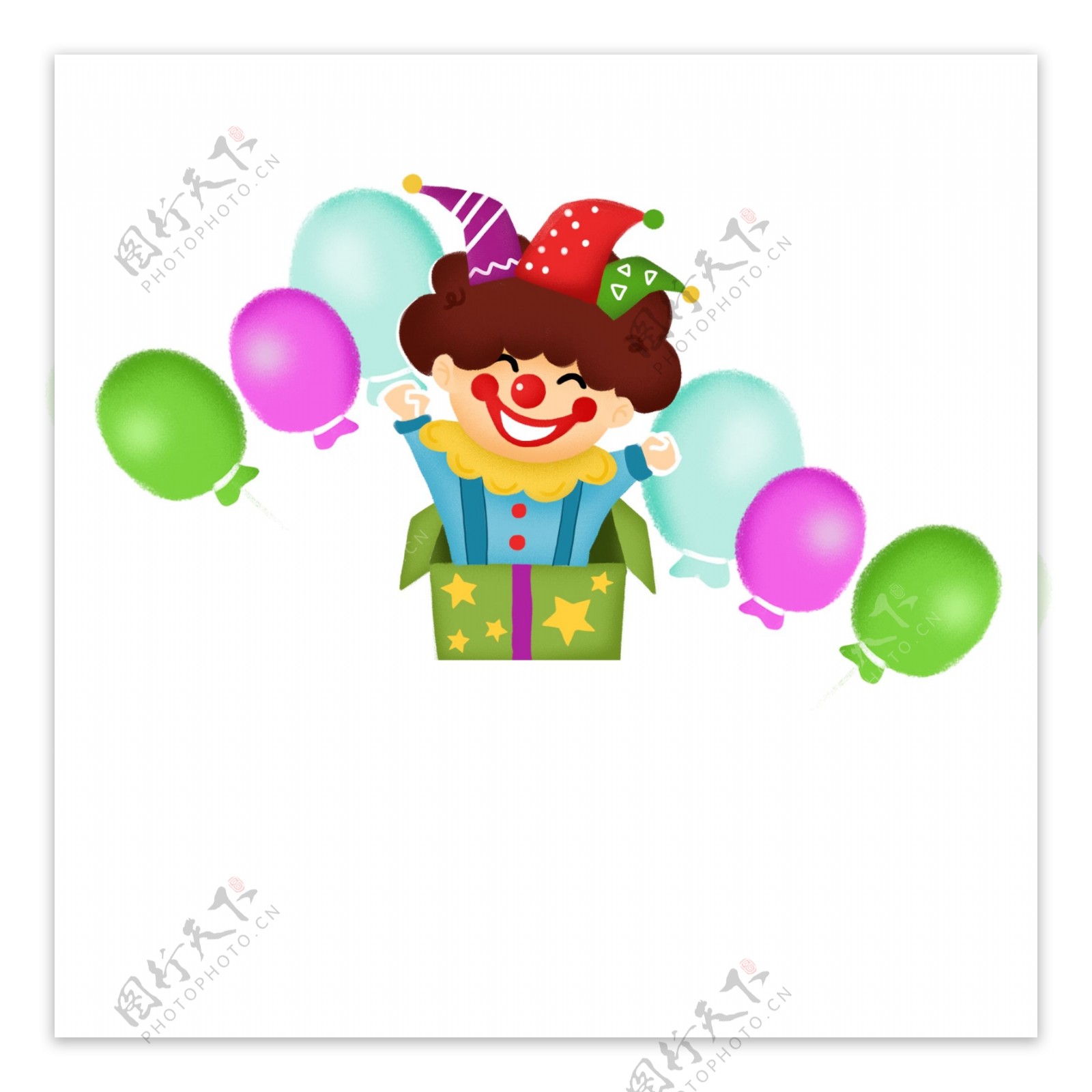 愚人节小丑礼盒和气球设计
