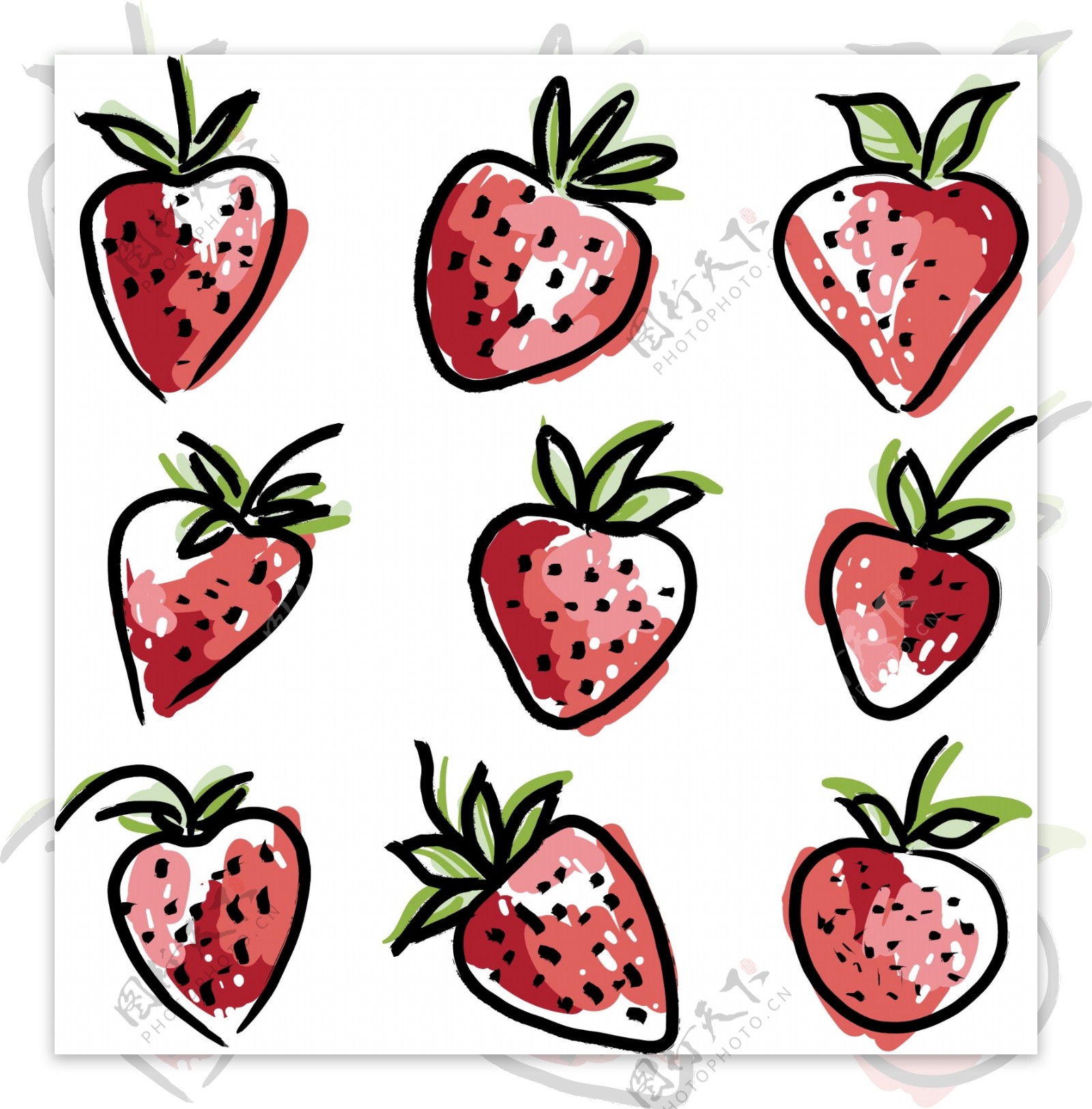草莓涂鸦可爱小图案