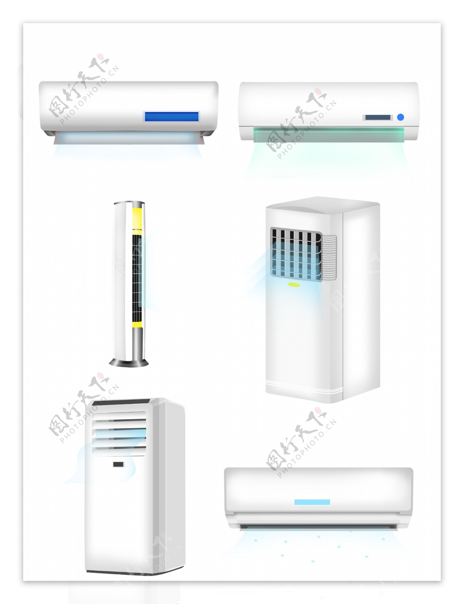 夏季元素空调制冷纳凉用品免抠png