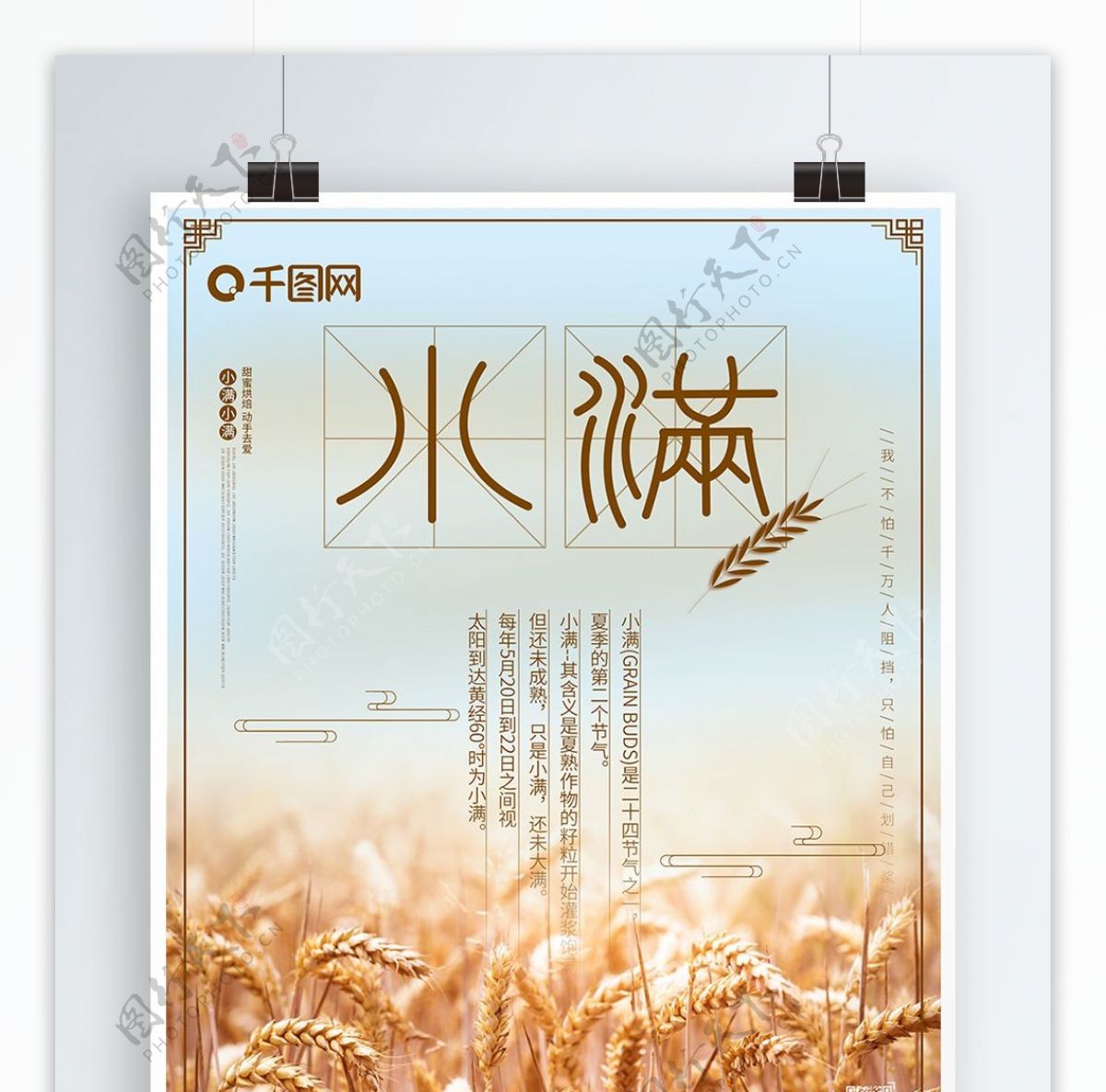 小满24节气之一中国传统节日小清新海报