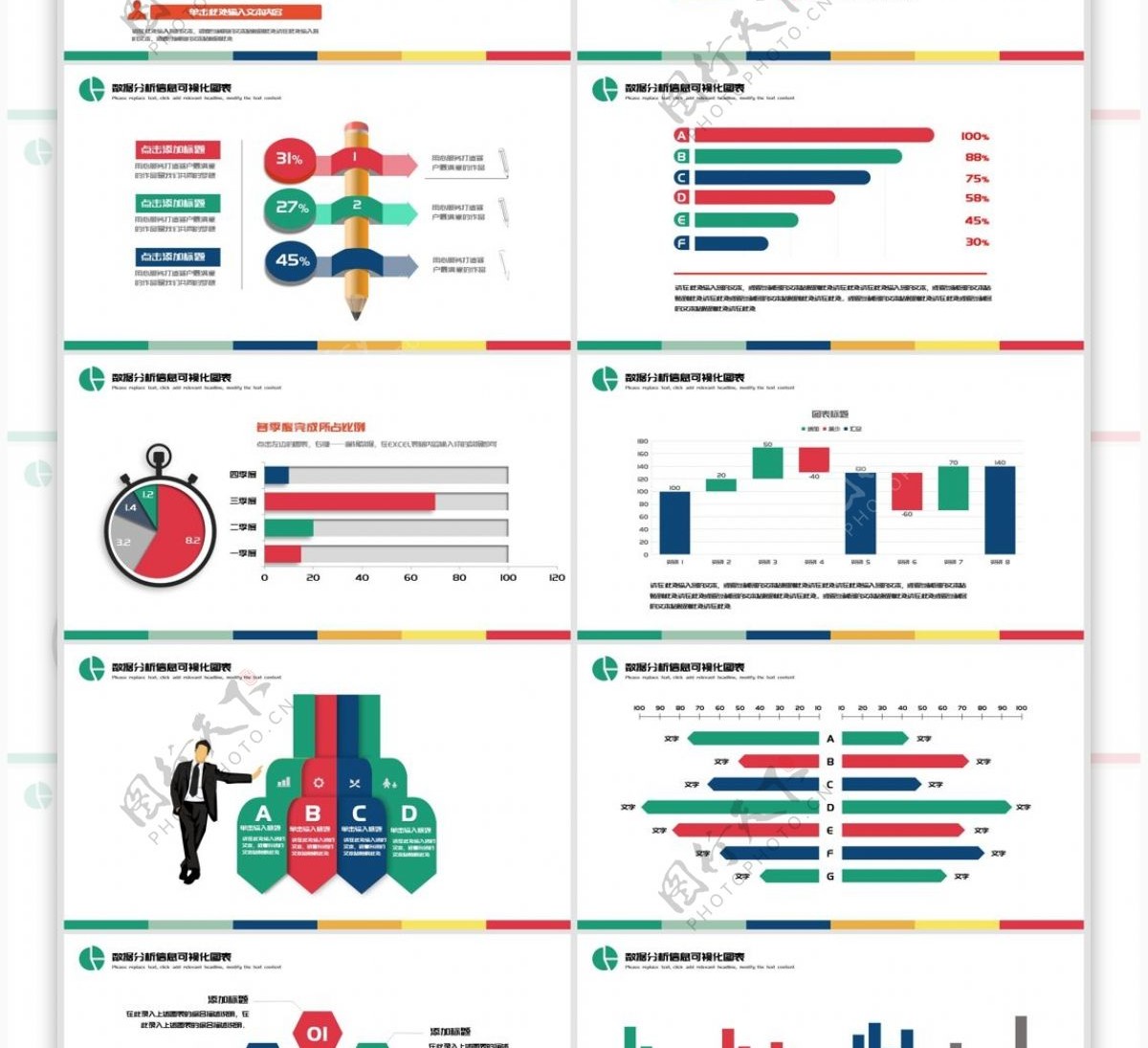 创意多彩数据分析可视化PPT图表