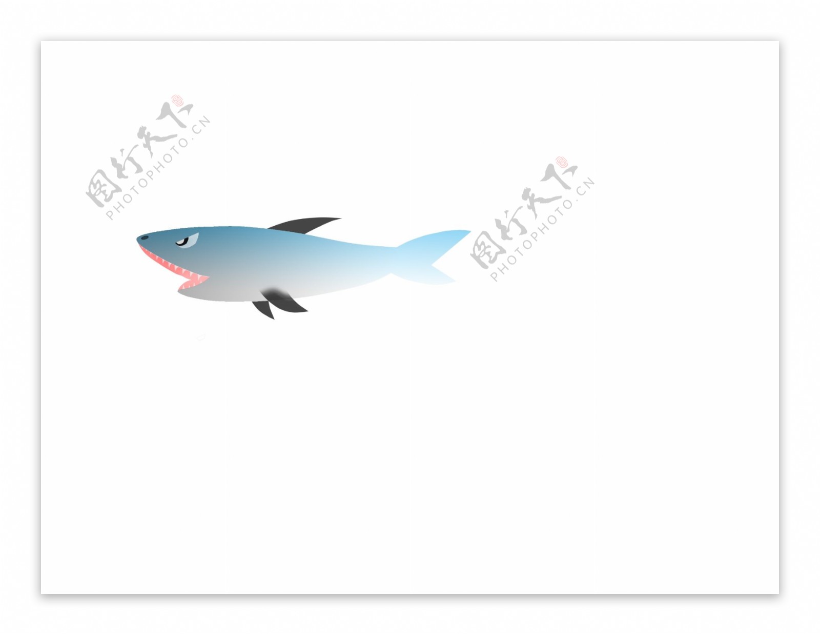 水彩卡通鲨鱼设计元素