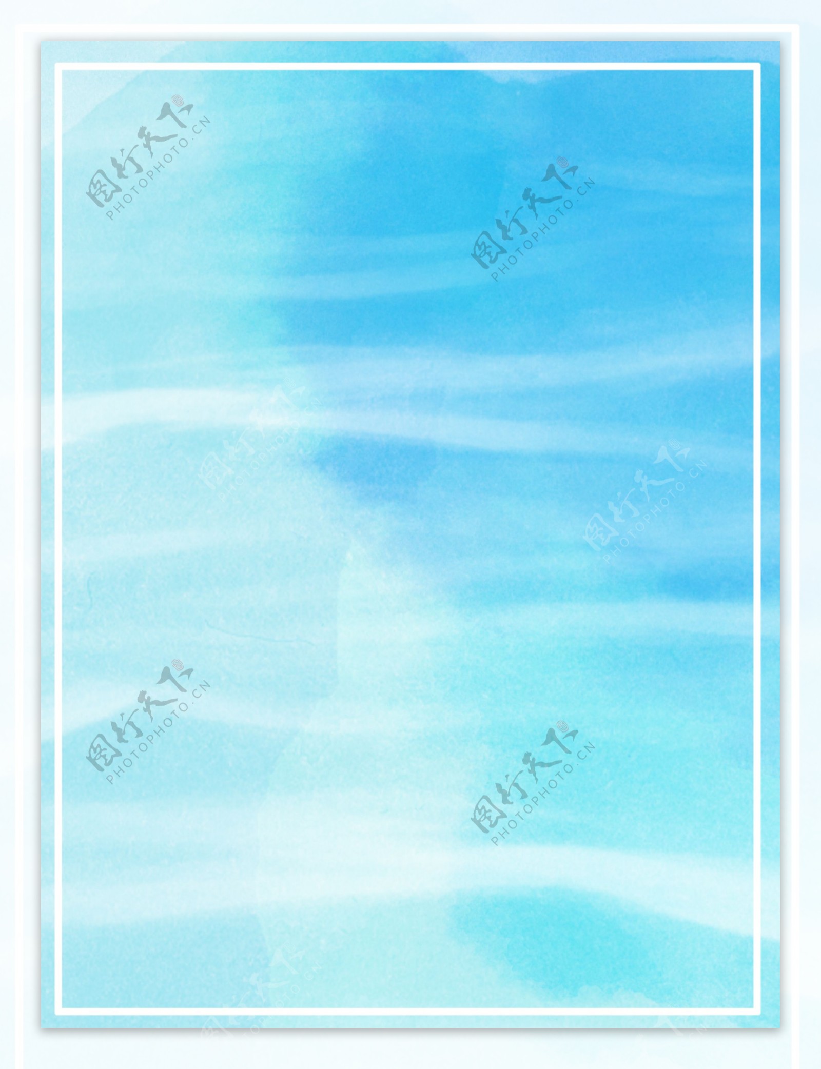 原创手绘淡雅海蓝色冰爽简约水彩背景素材