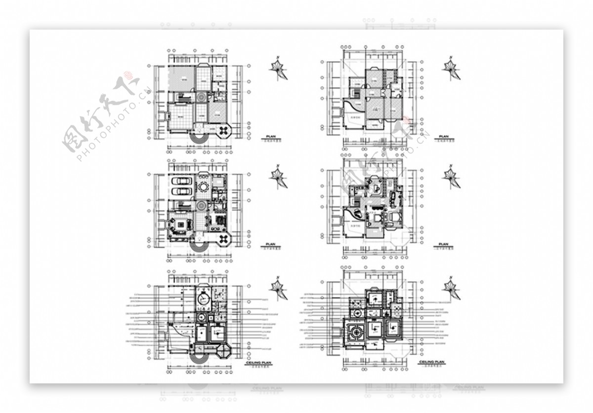 欧式别墅CAD施工图纸