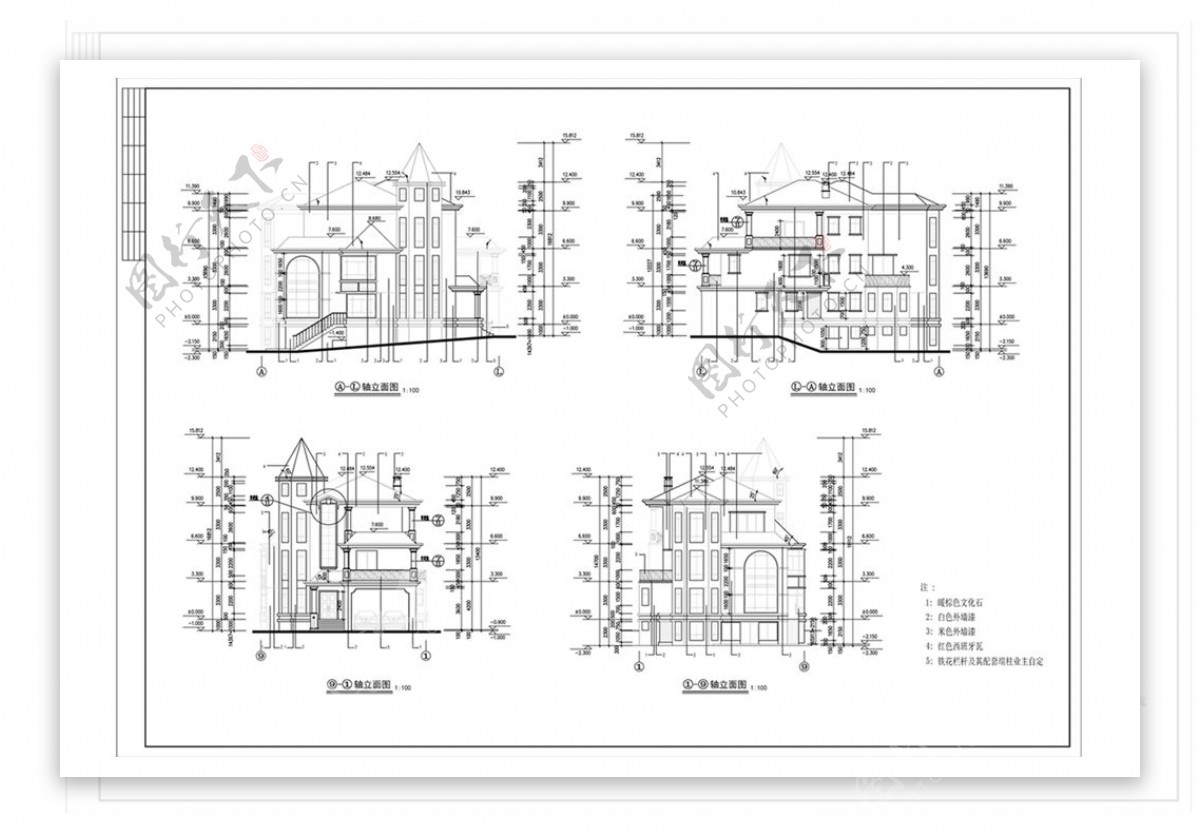 CAD欧式风格建筑施工图纸