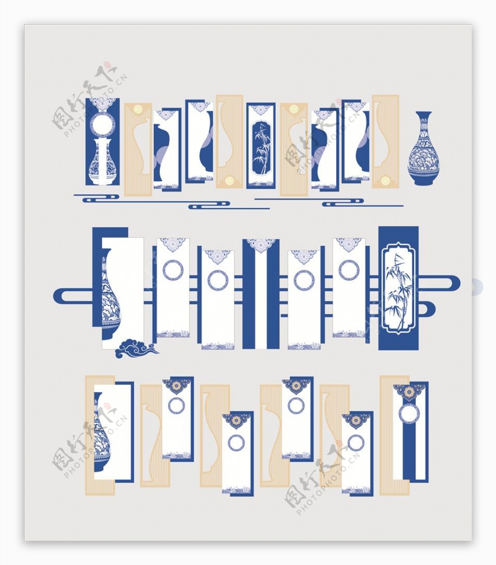 矢量可编辑青花瓷系列形象墙