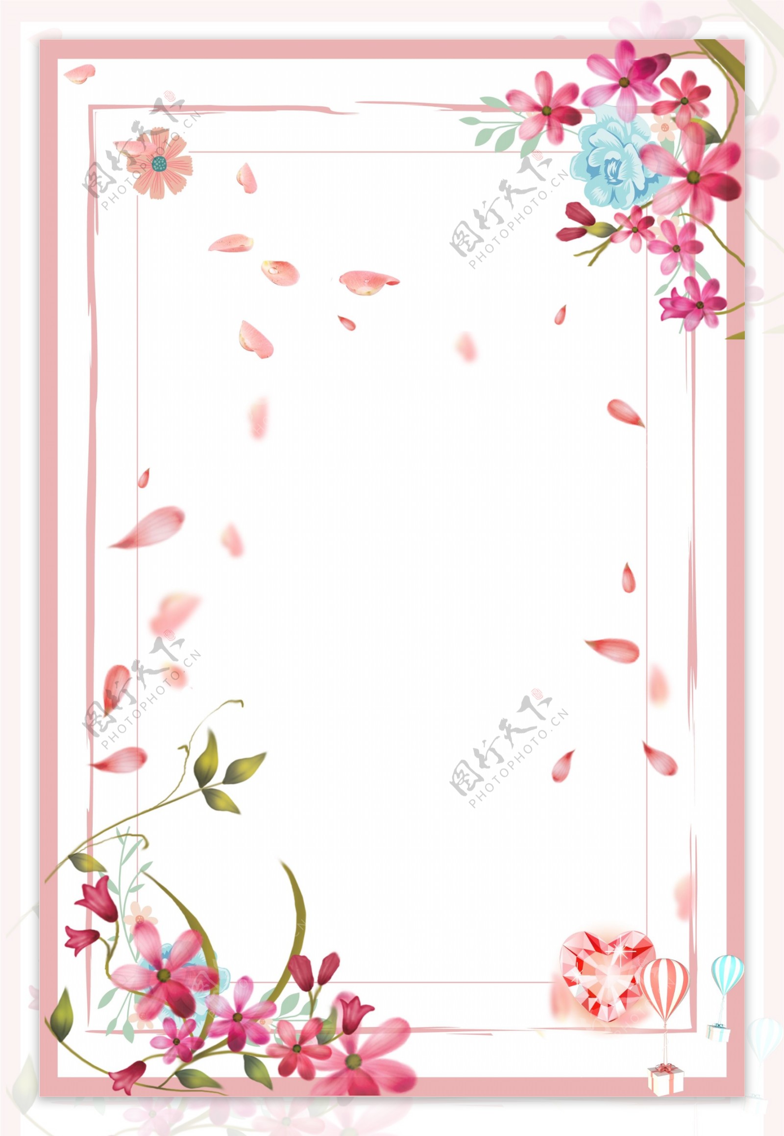 粉色花朵唯美生日海报背景素材