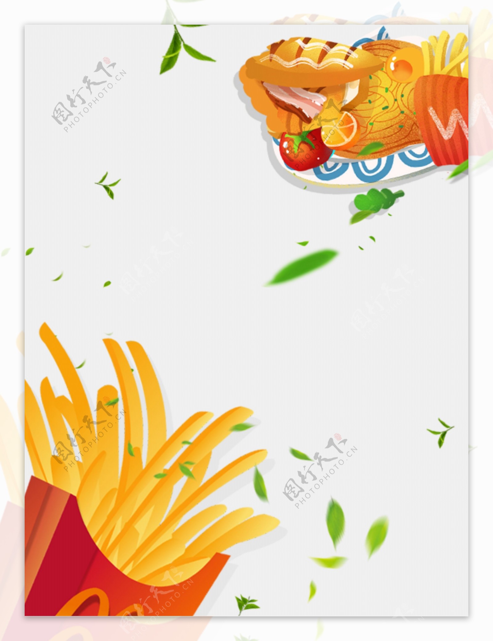 美味营养美食薯条海报设计背景模板