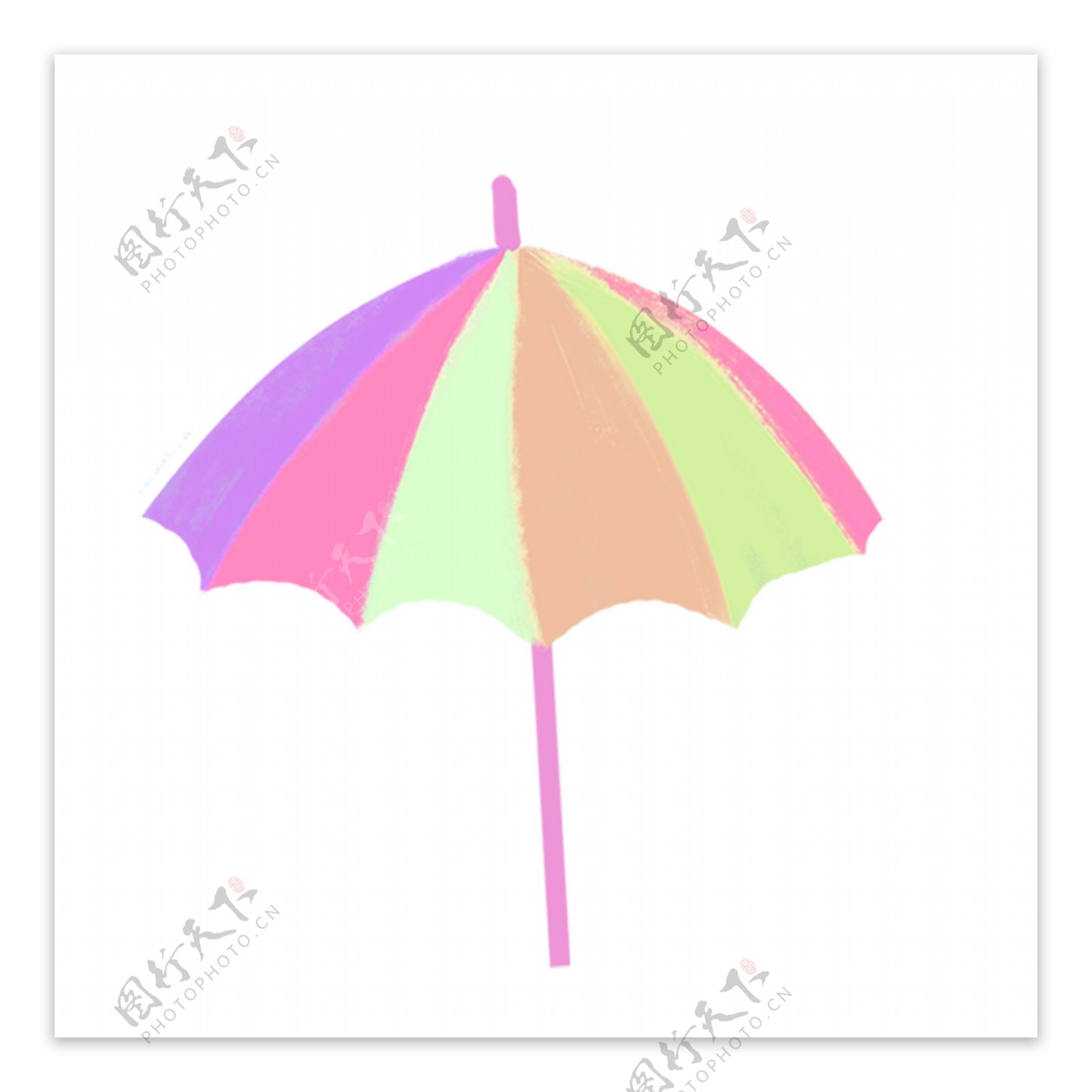 清新彩色雨伞装饰元素