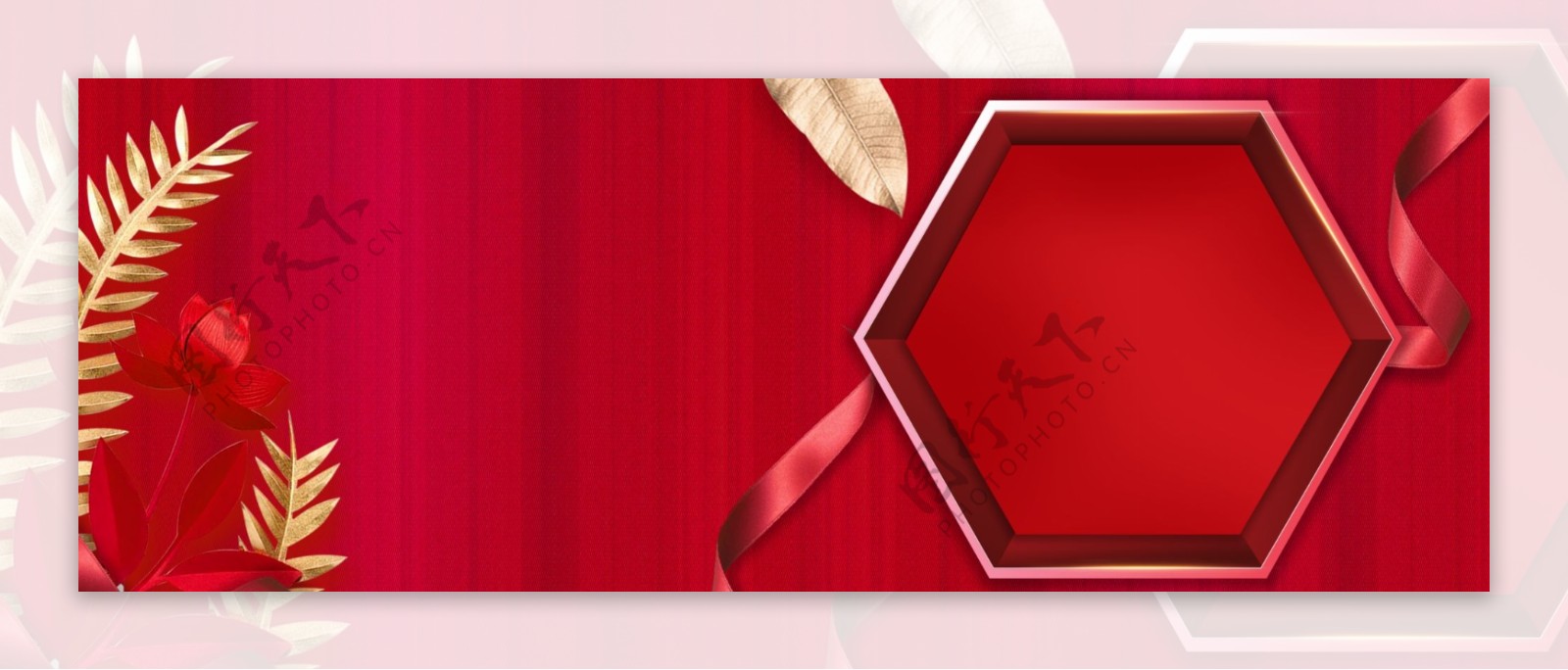 红色丝绸礼盒banner背景