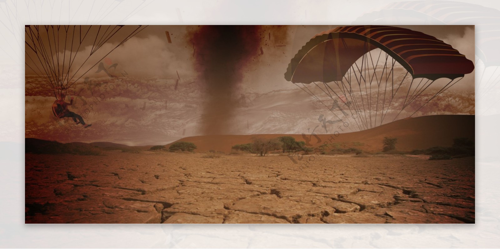 游戏沙漠自然灾害Banner背景