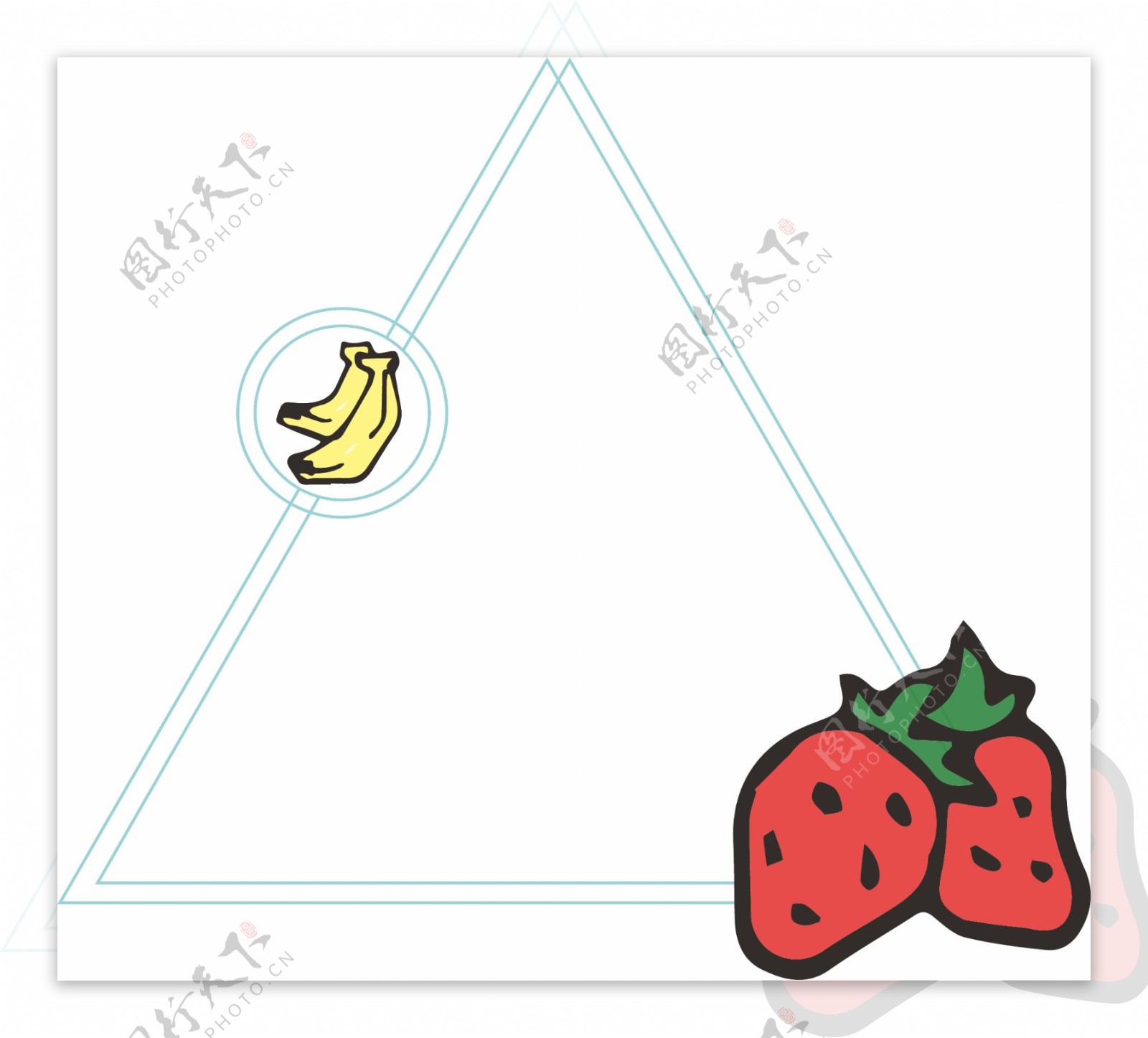 水果草莓香蕉三角形矢量边框