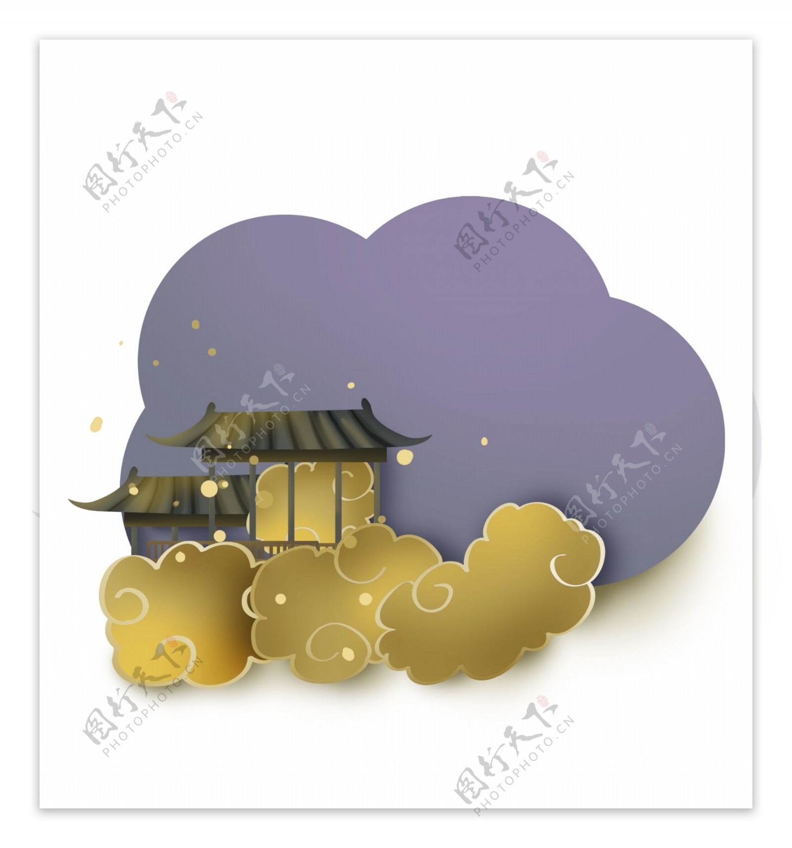 神话房屋紫色云朵文字框