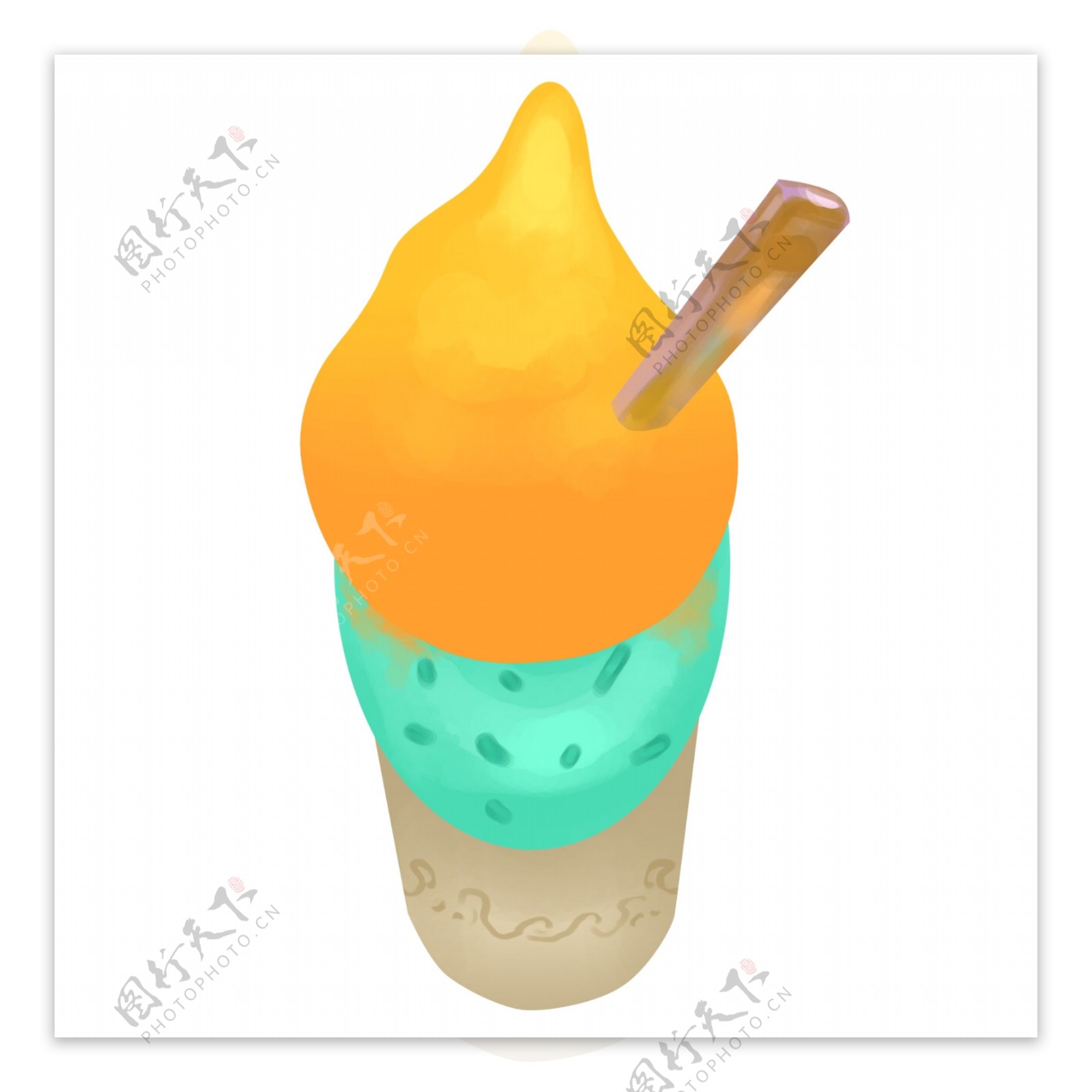 黄色冰淇淋插画