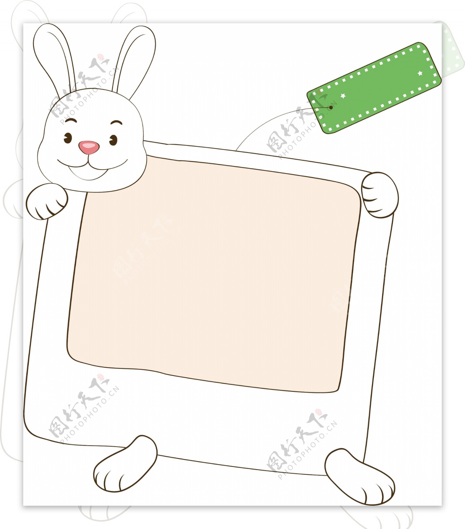 白色小兔子边框插画