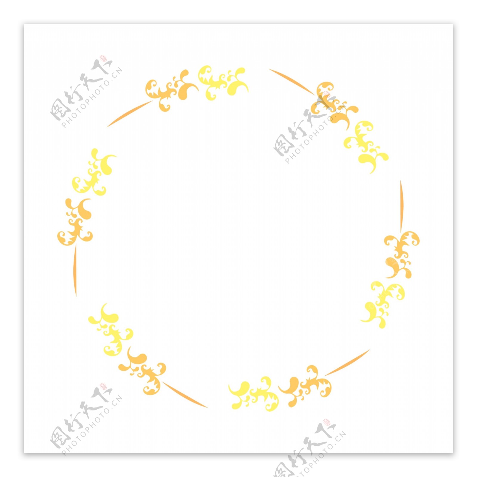 圆形黄色花纹边框