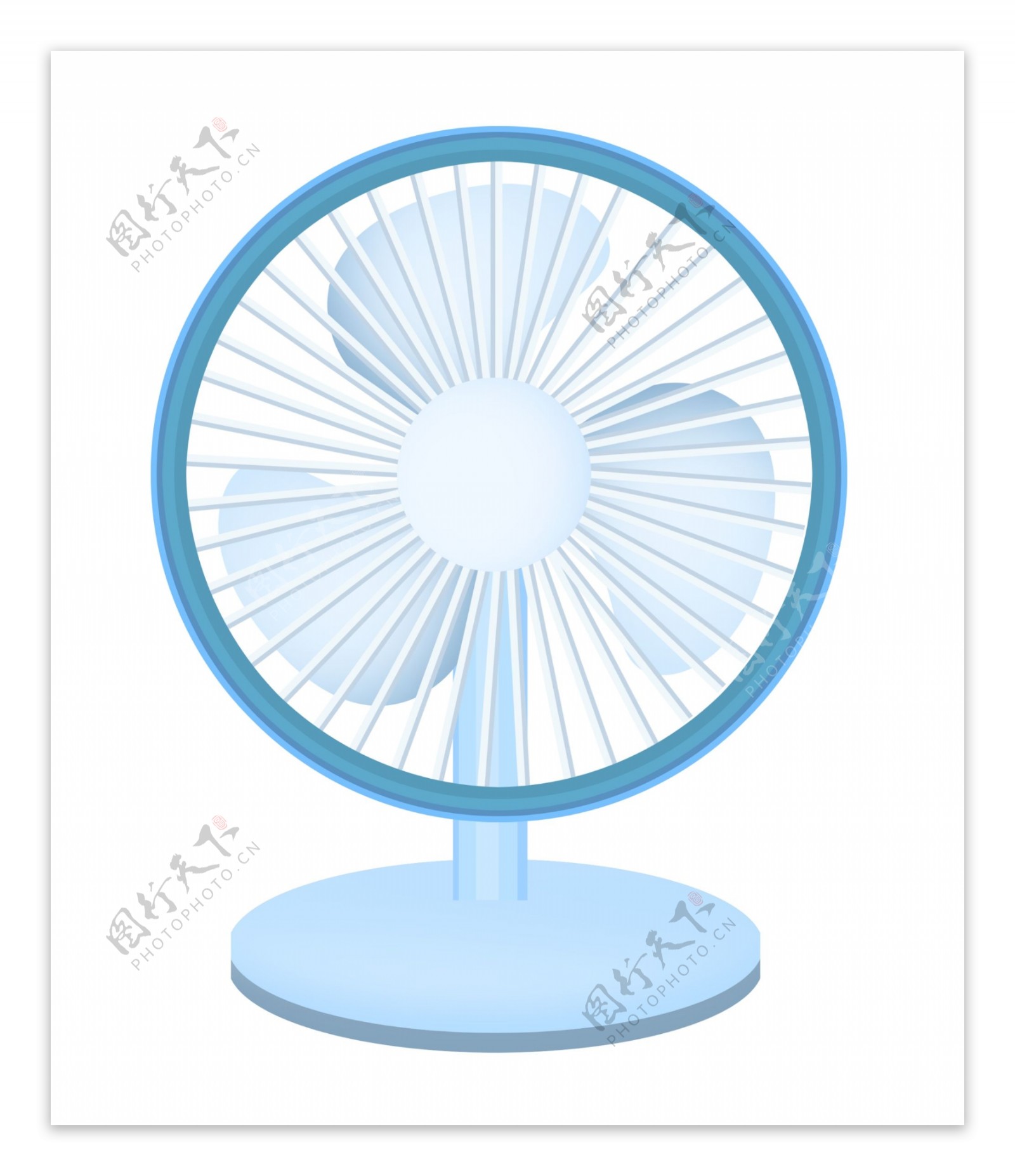 蓝色圆形电风扇插图