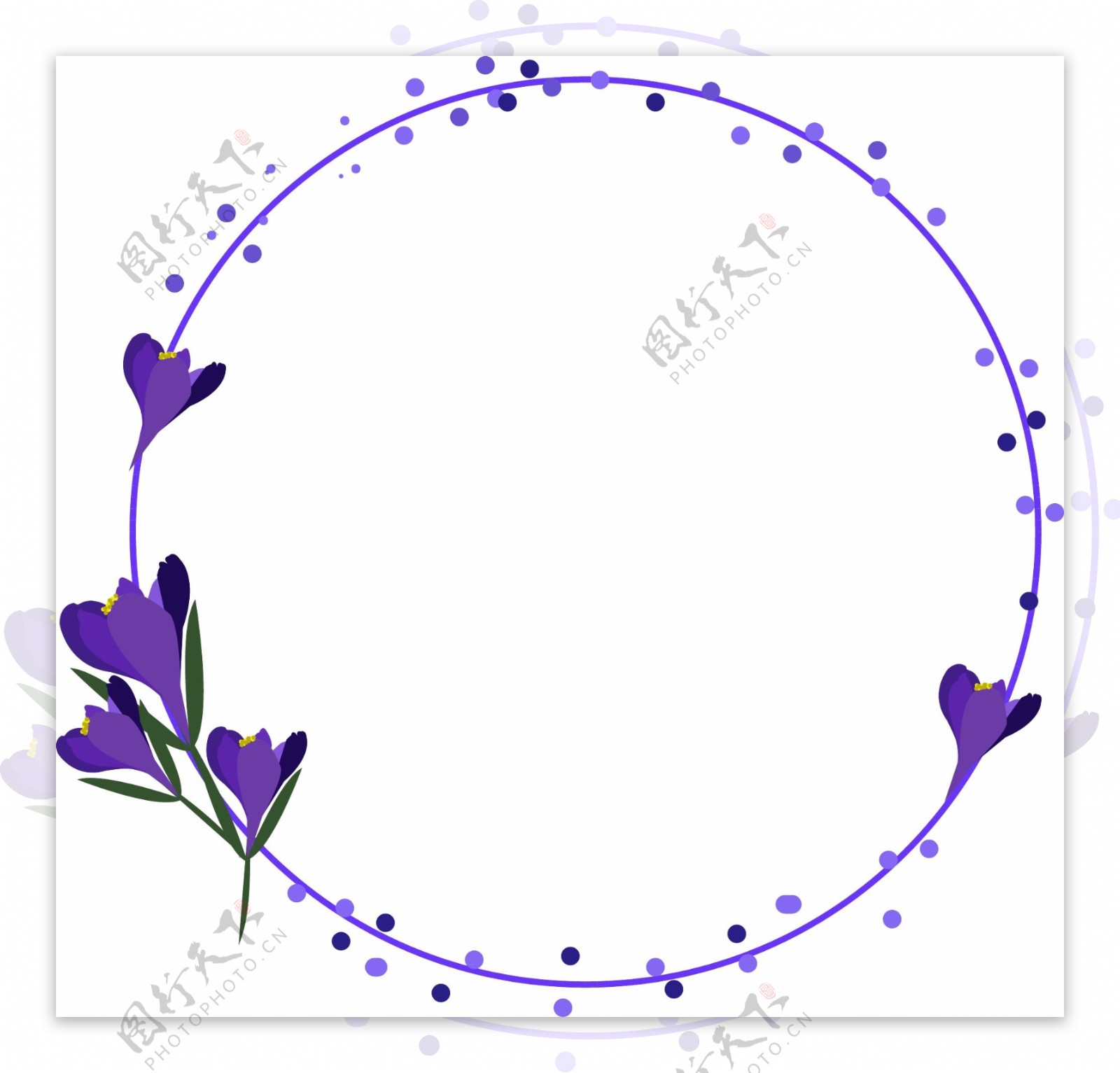 紫色装饰花枝边框