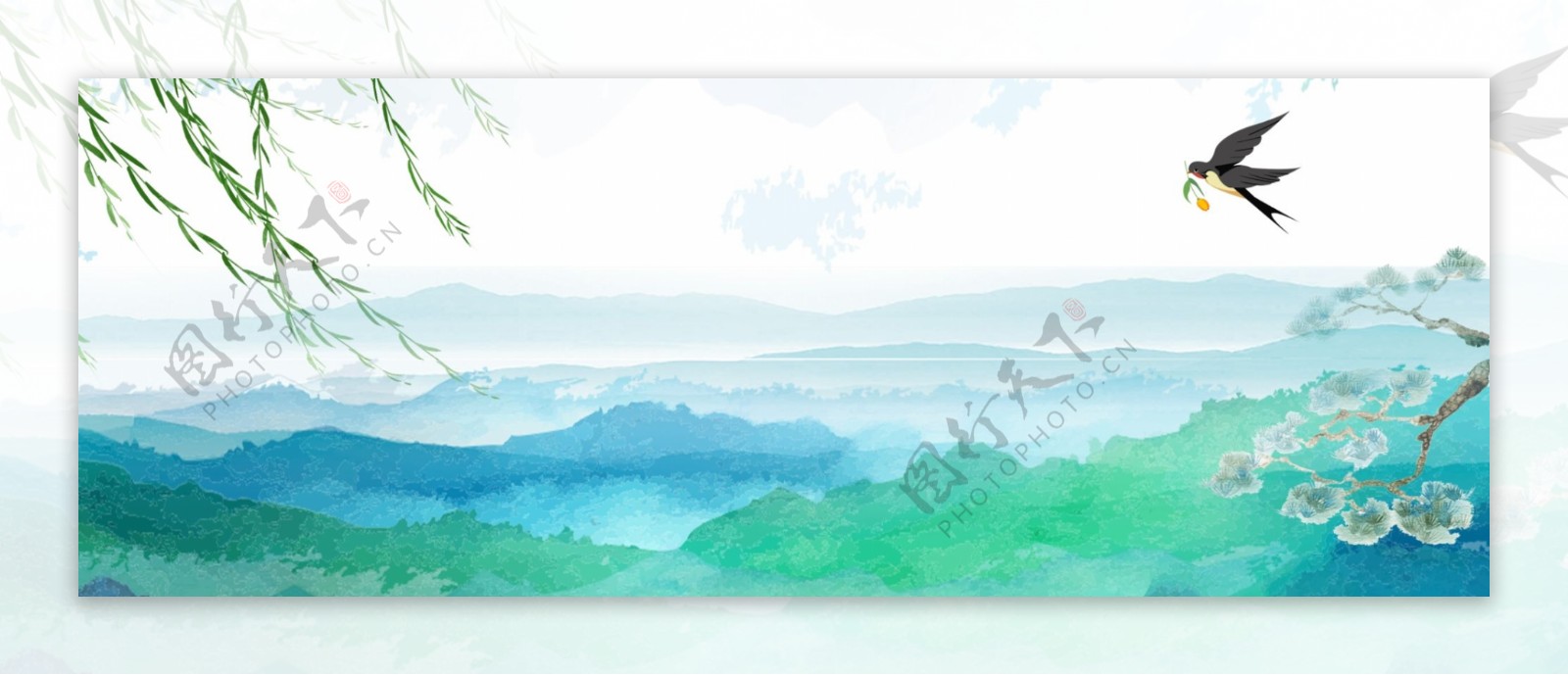 夏日绿意清新banner