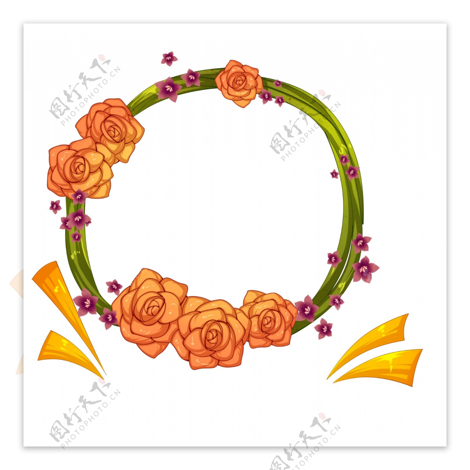 橙色的花环装饰插画