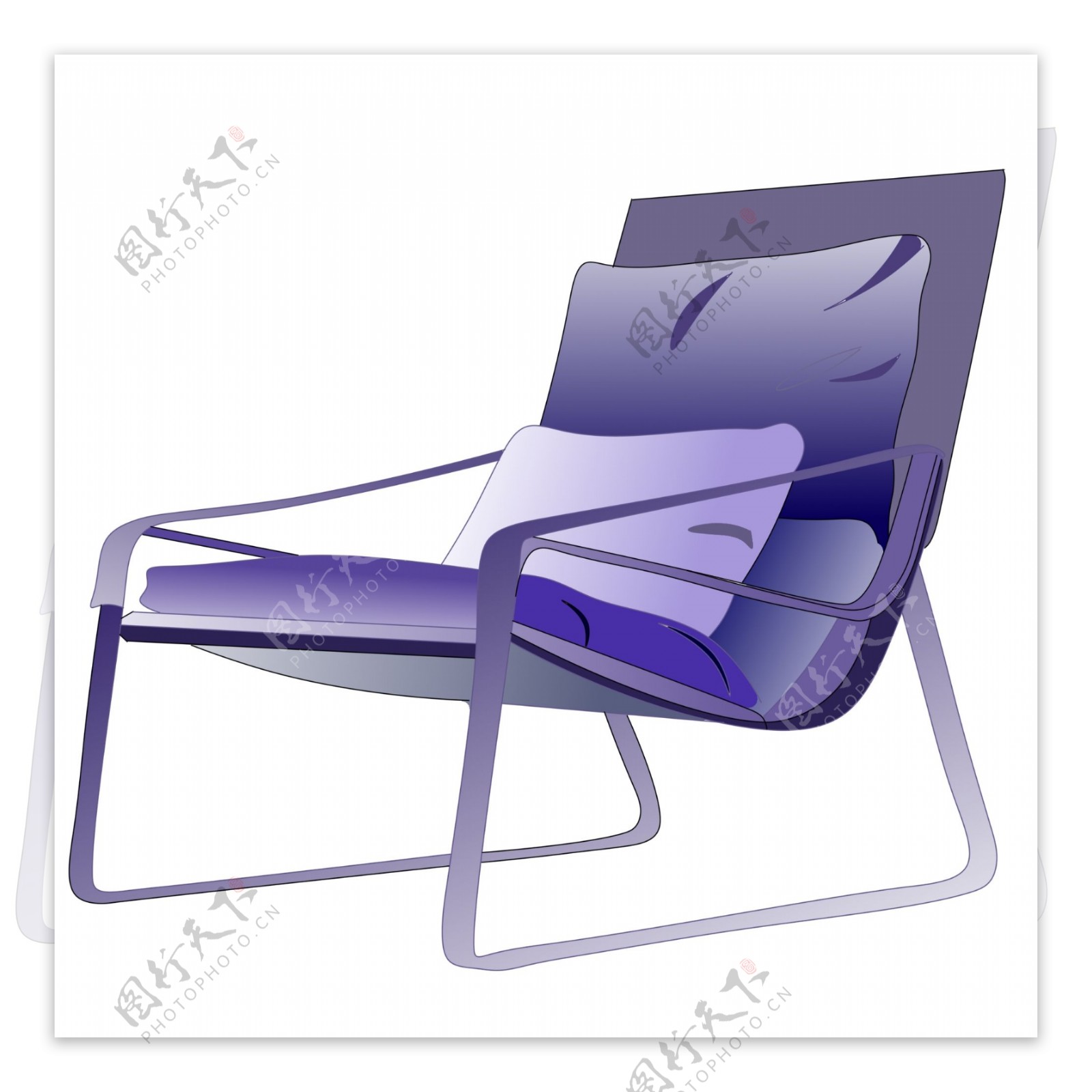 紫色卡通休闲椅插画