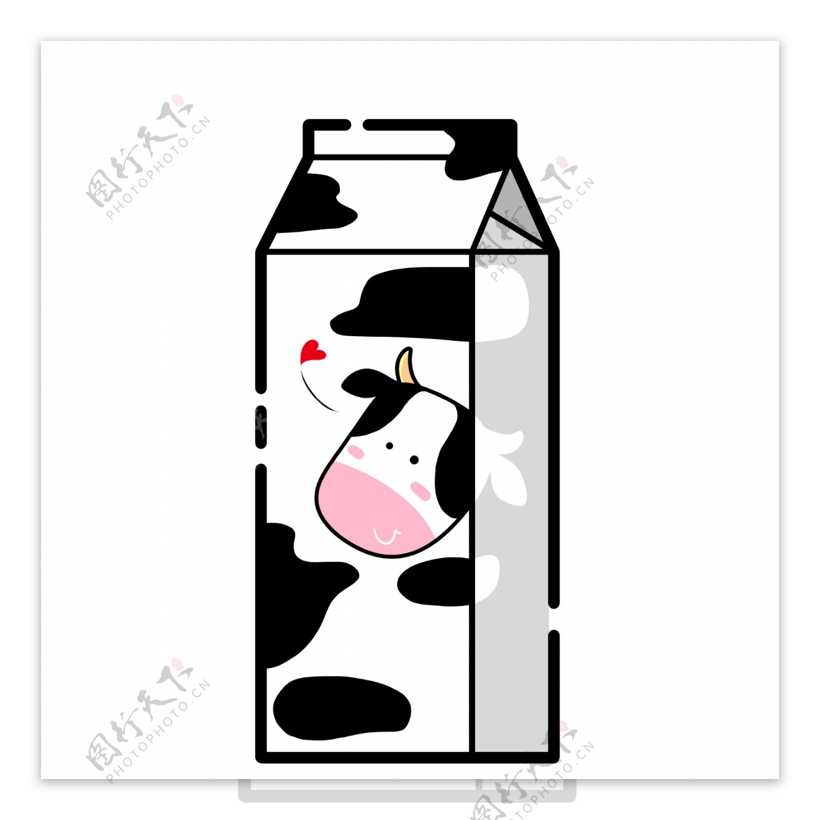 立体奶牛图案牛奶
