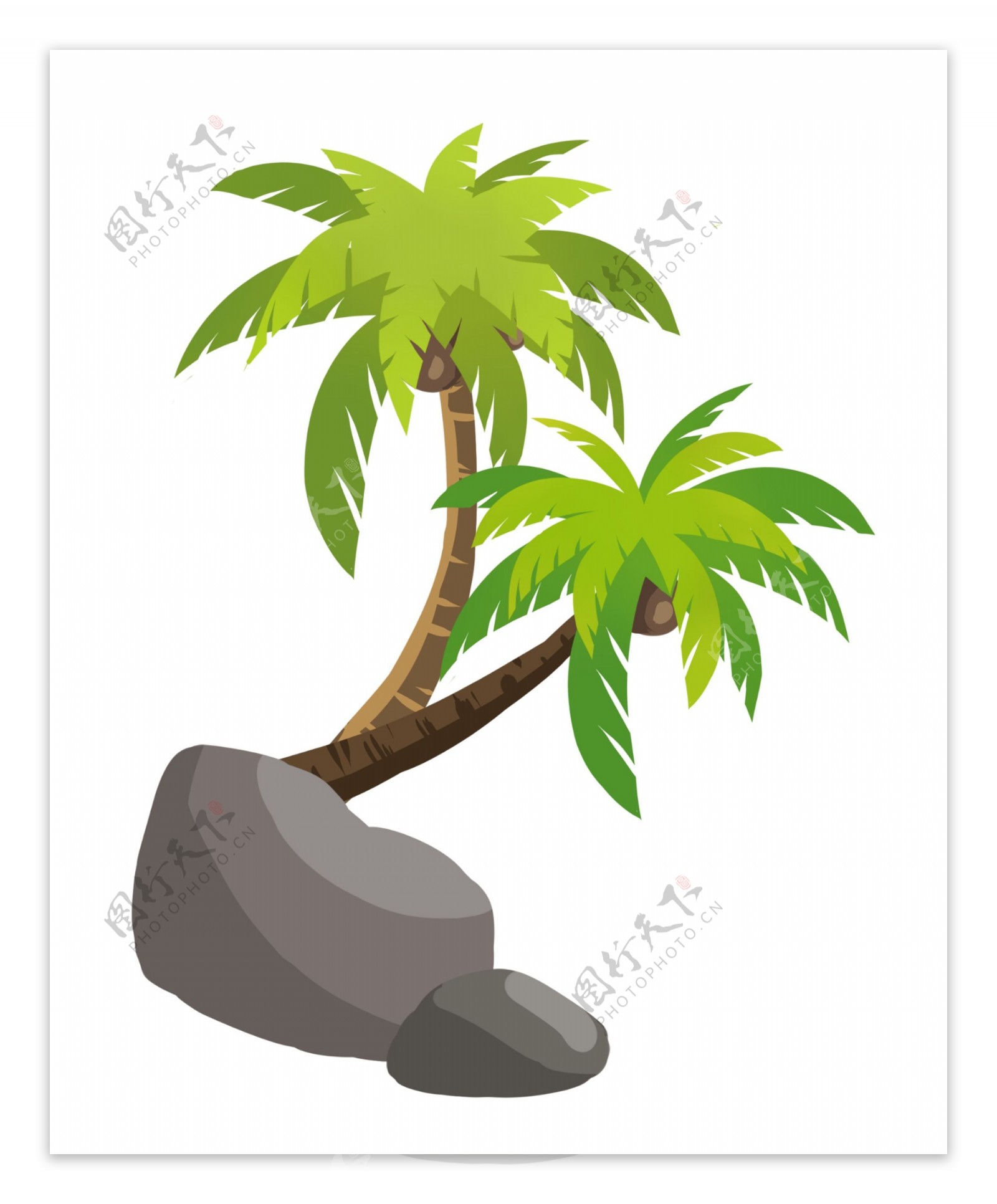 夏季热带元素绿色椰子树免抠png