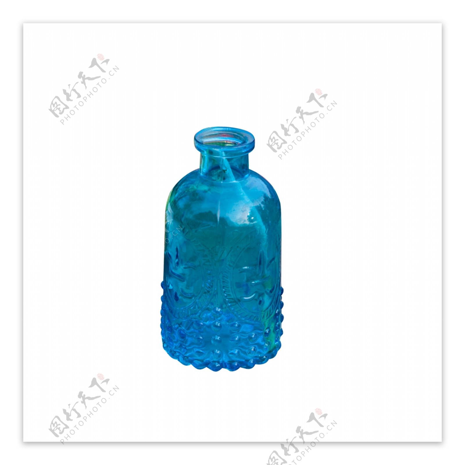 蓝色圆角光泽瓶子元素