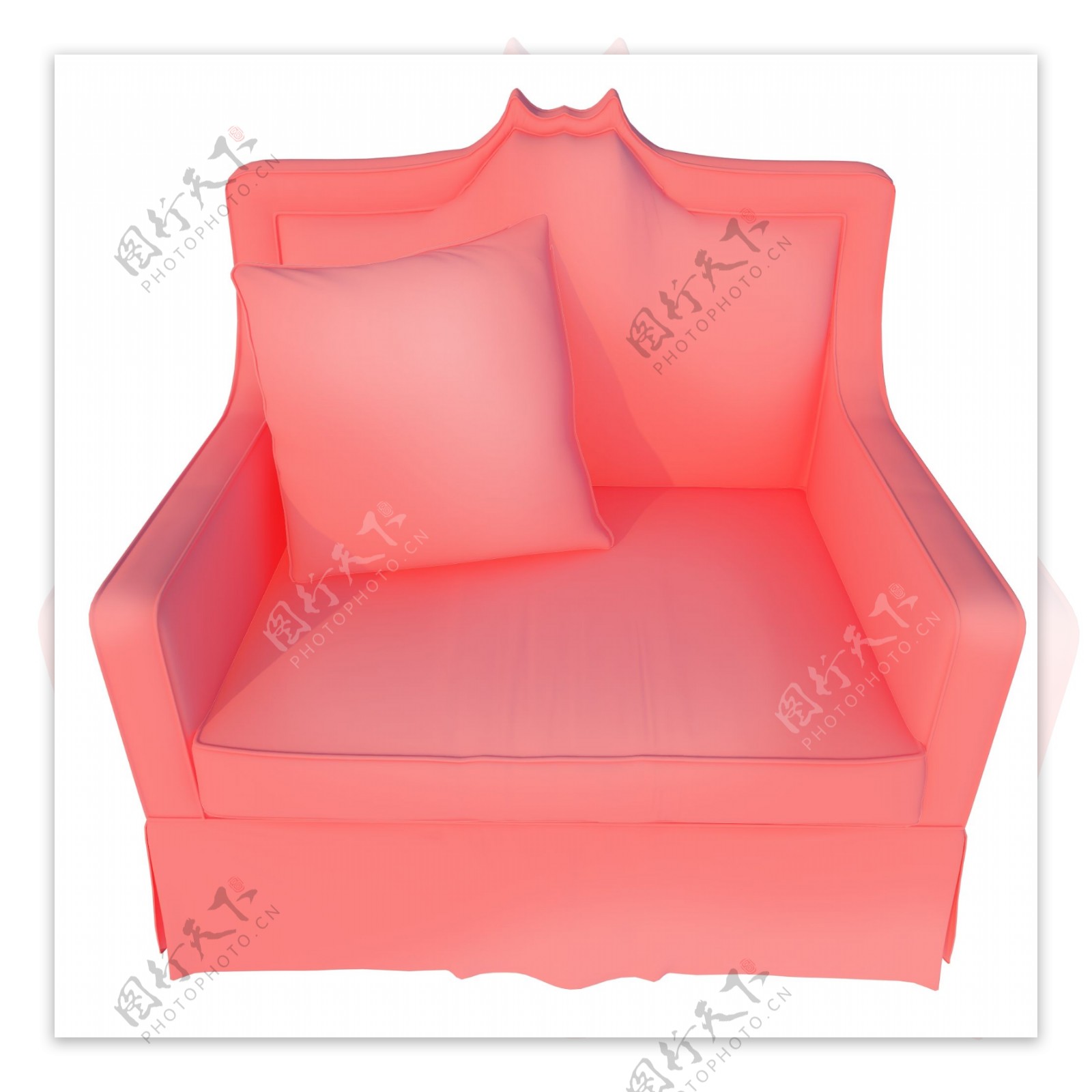 立体粉色单人沙发