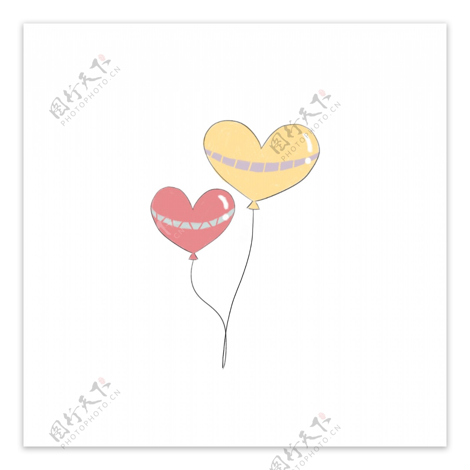 彩色心形气球装饰图案