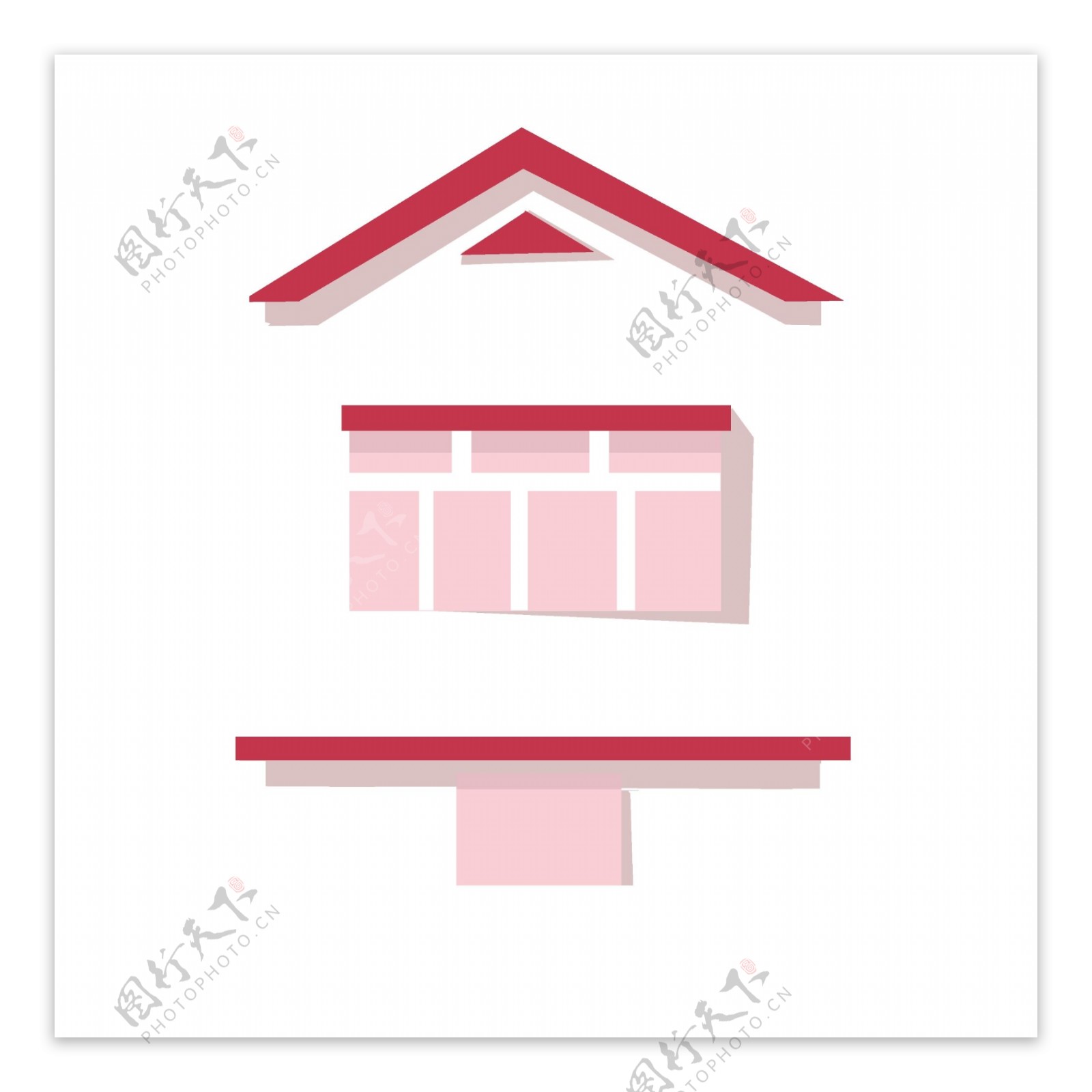 粉色的建筑房屋插画