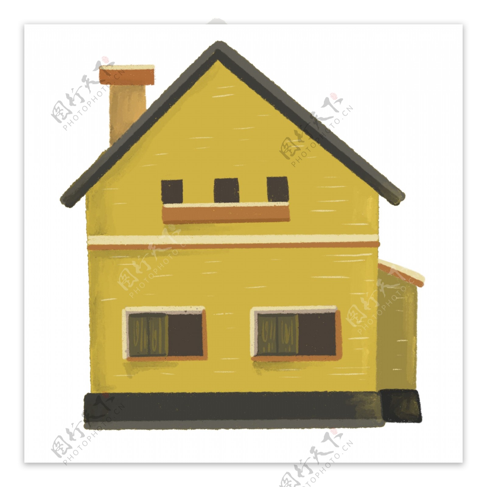 黄色的房屋建筑插画