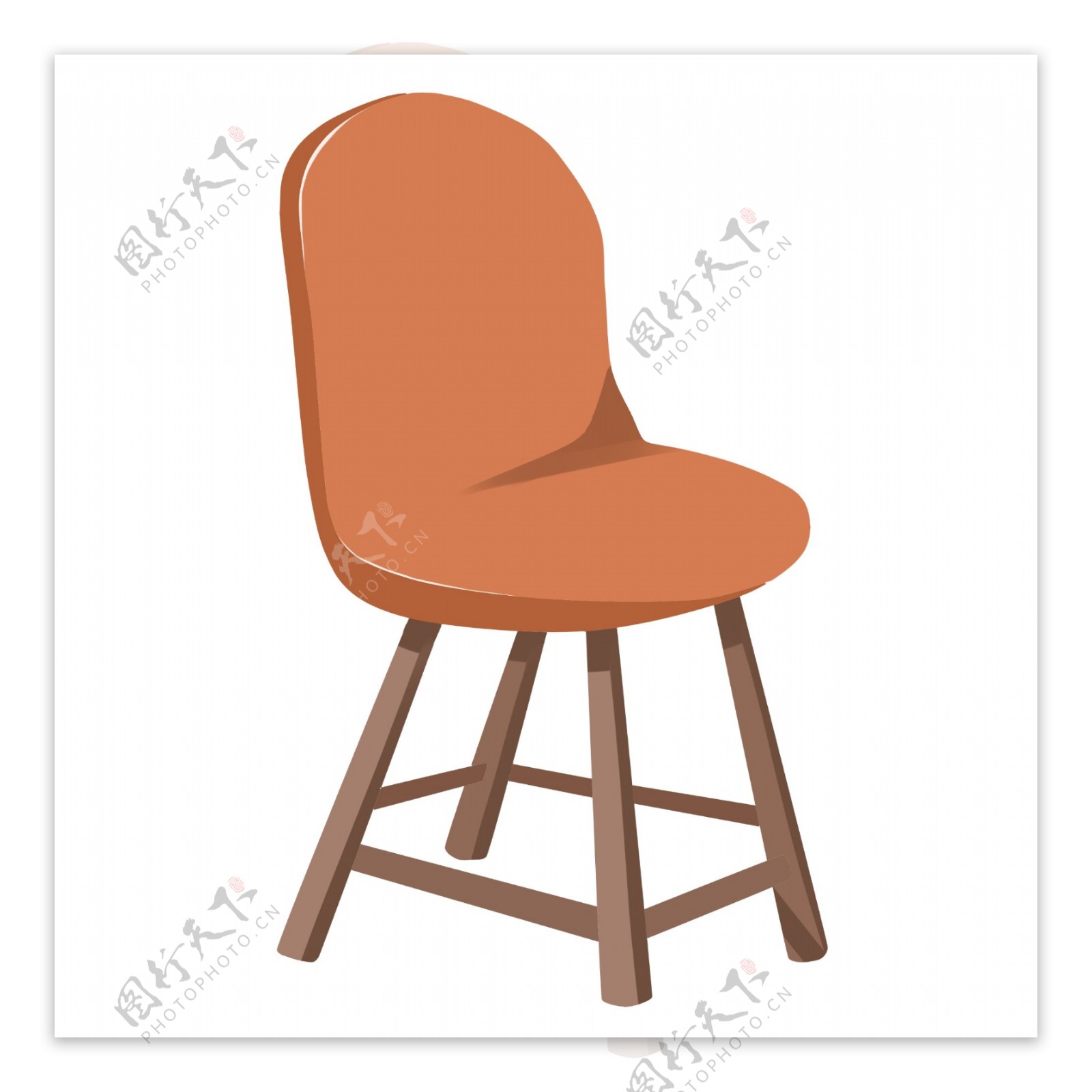 橙色的家具椅子插画