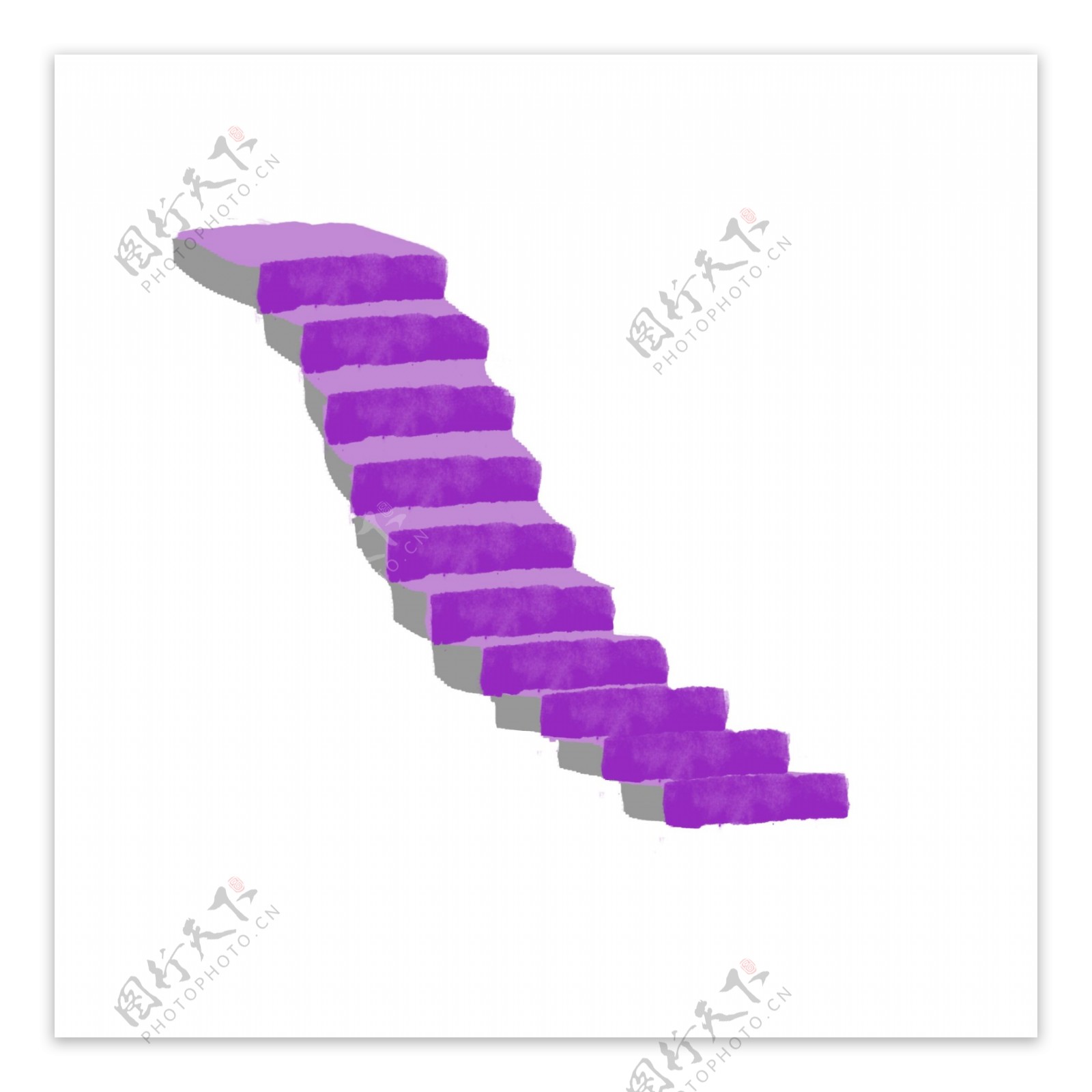 紫色楼梯卡通插画