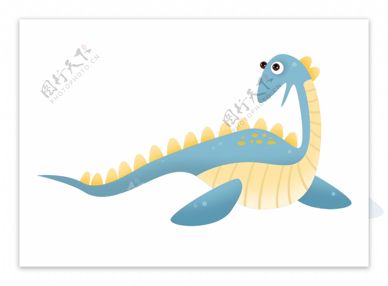 趴着的蓝色恐龙插图