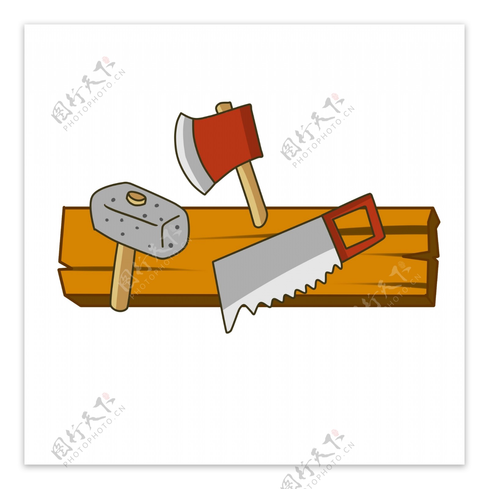 木头和伐木工具插画